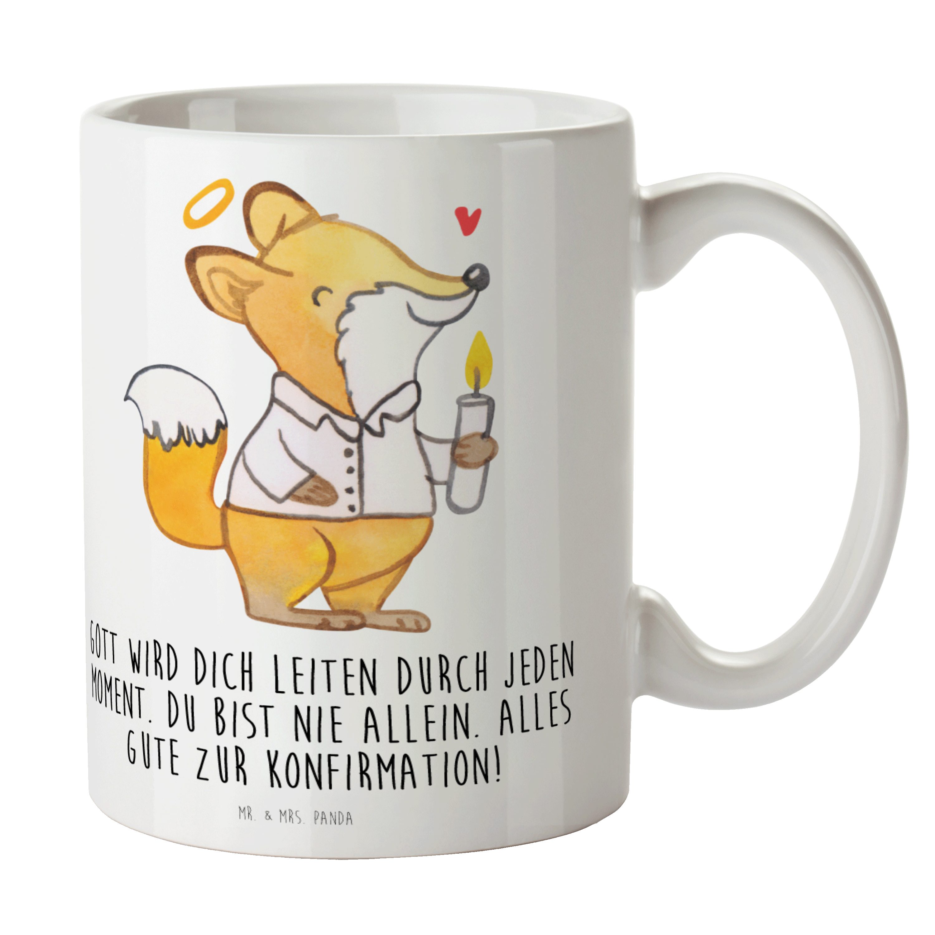 Mr. & Mrs. Panda Tasse Fuchs Konfirmation - Weiß - Geschenk, Gläubig, Gott, Jugendweihe, Tas, Keramik