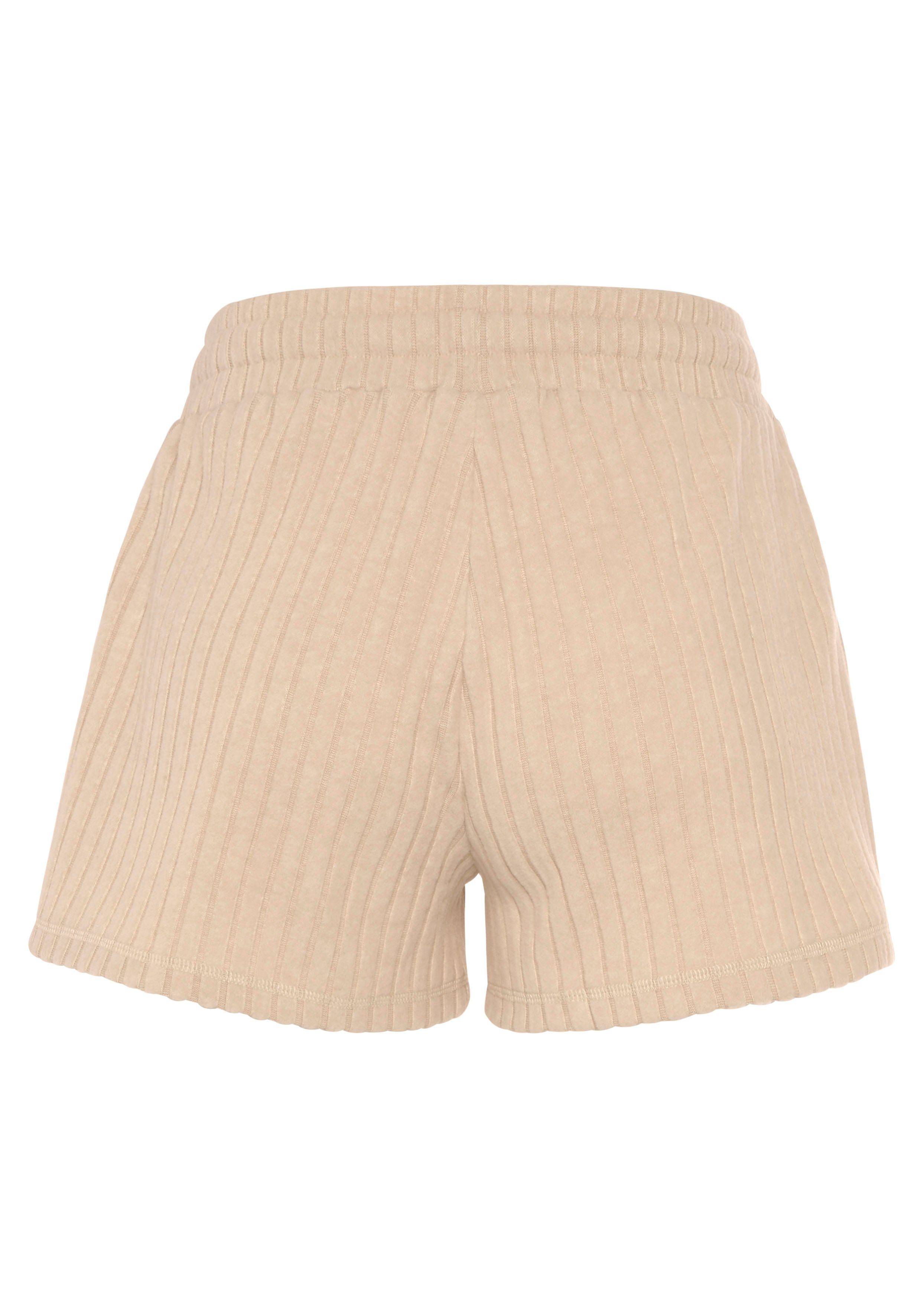LASCANA Shorts Lounge-/ Strickshorts meliert mit Bindeband, Loungewear