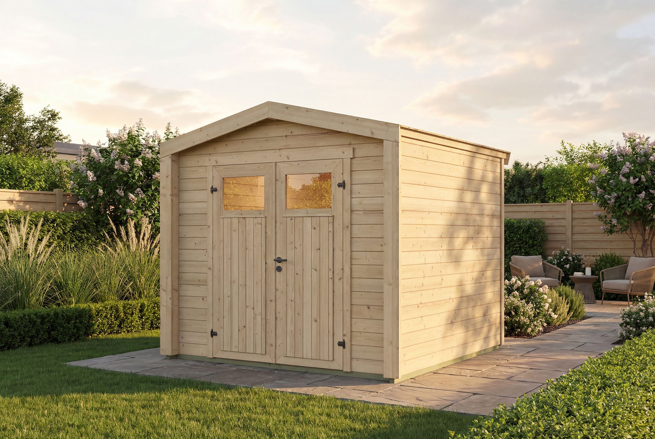 weka Gartenhaus Killarney, BxT: 261x263 cm, Doppeltür, 1/4 verglast