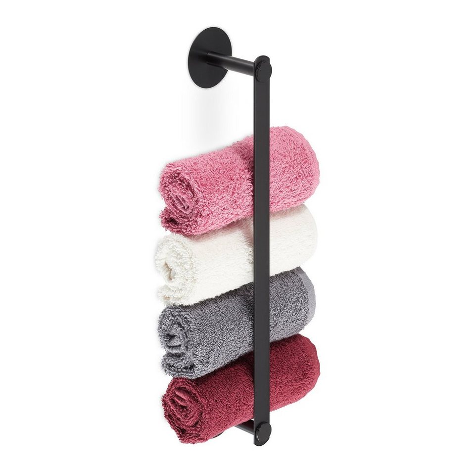 relaxdays Handtuchhalter Handtuchhalter ohne Bohren schwarz