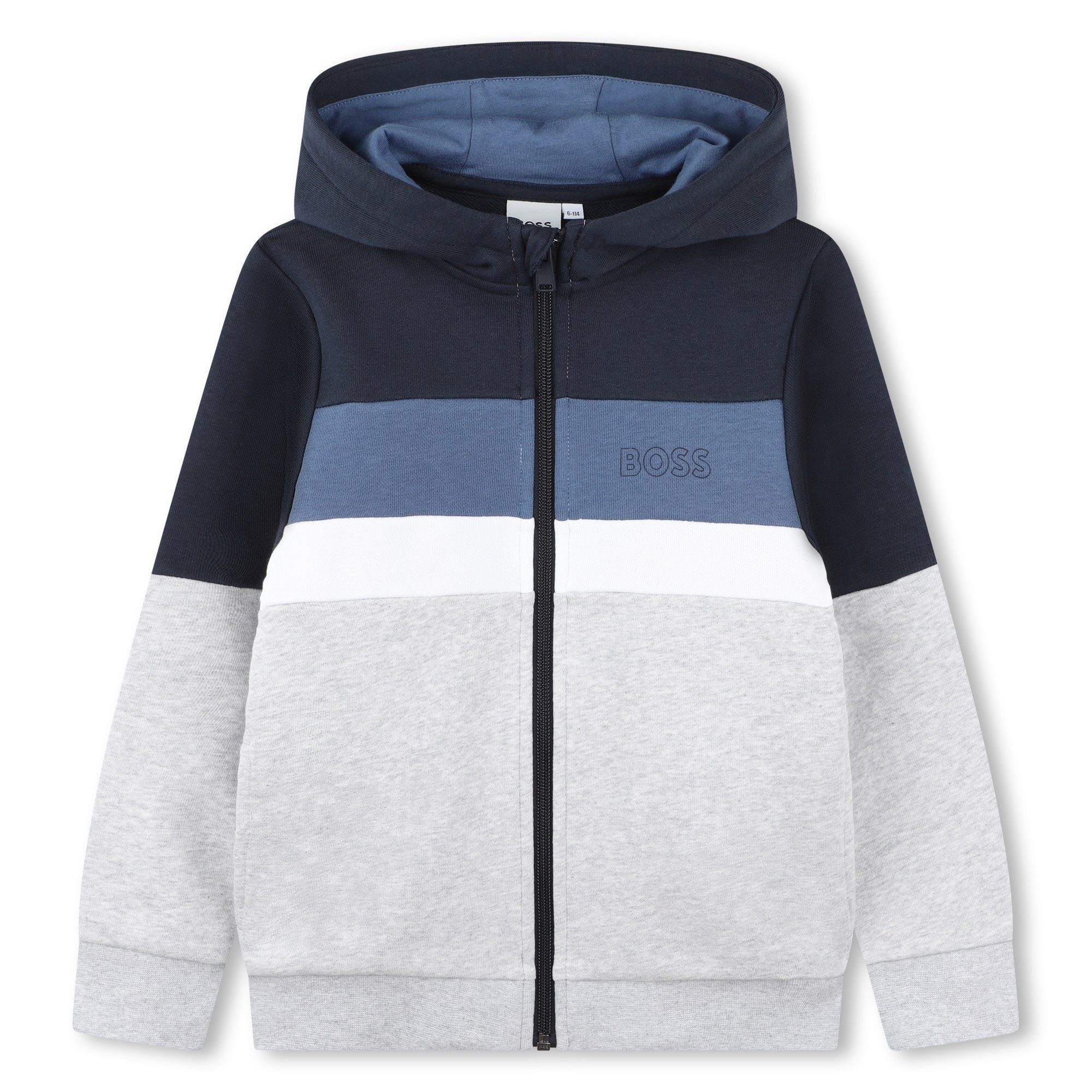 Boss Kidswear Kapuzensweatjacke BOSS Kidswear Sweatjacke mit Blockstreifen, Gr. 8-16 Jahre