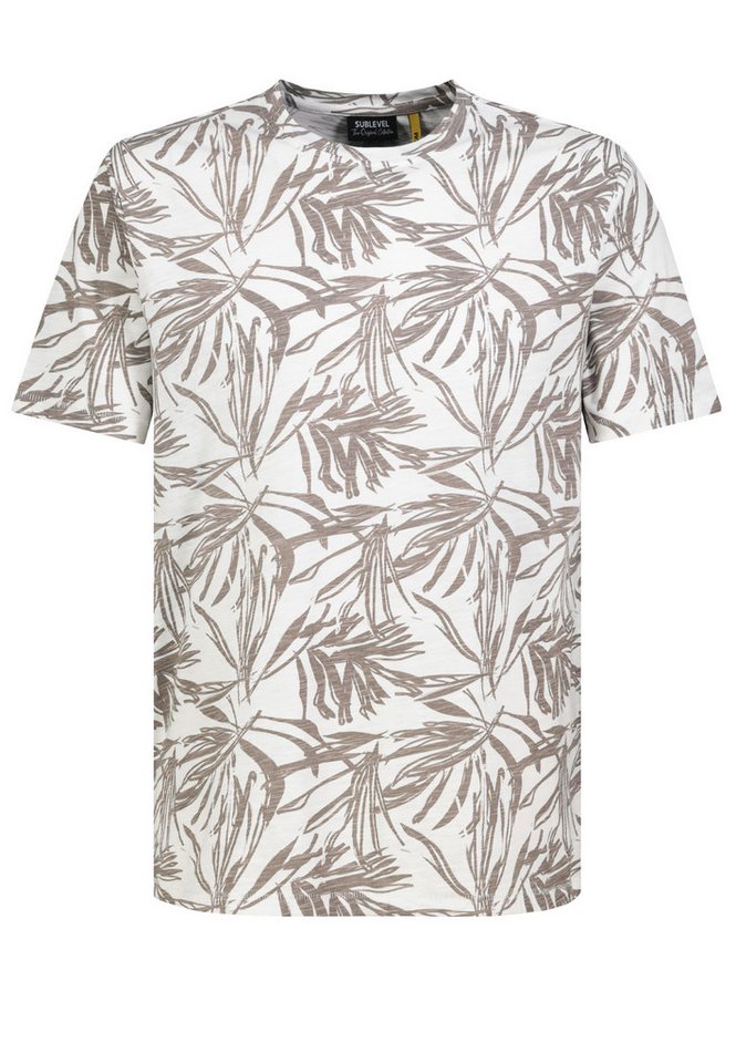SUBLEVEL T-Shirt Floral Jersey Regular Fit für Herren (1-tlg) Baumwolle Normal Fit Rundhals Kurzarm Geblümt atmungsaktiv
