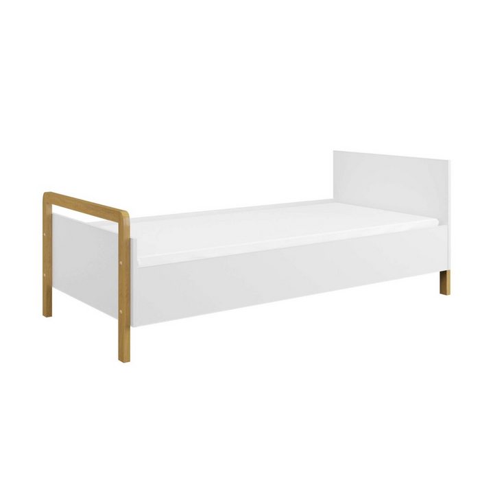 Stylefy Jugendbett Tobot Weiß Eiche (Kinderbett Bett) 180 x 80 cm mit Matratze aus Holzwerkstoff variabel stellbar für Kinder und Jugend
