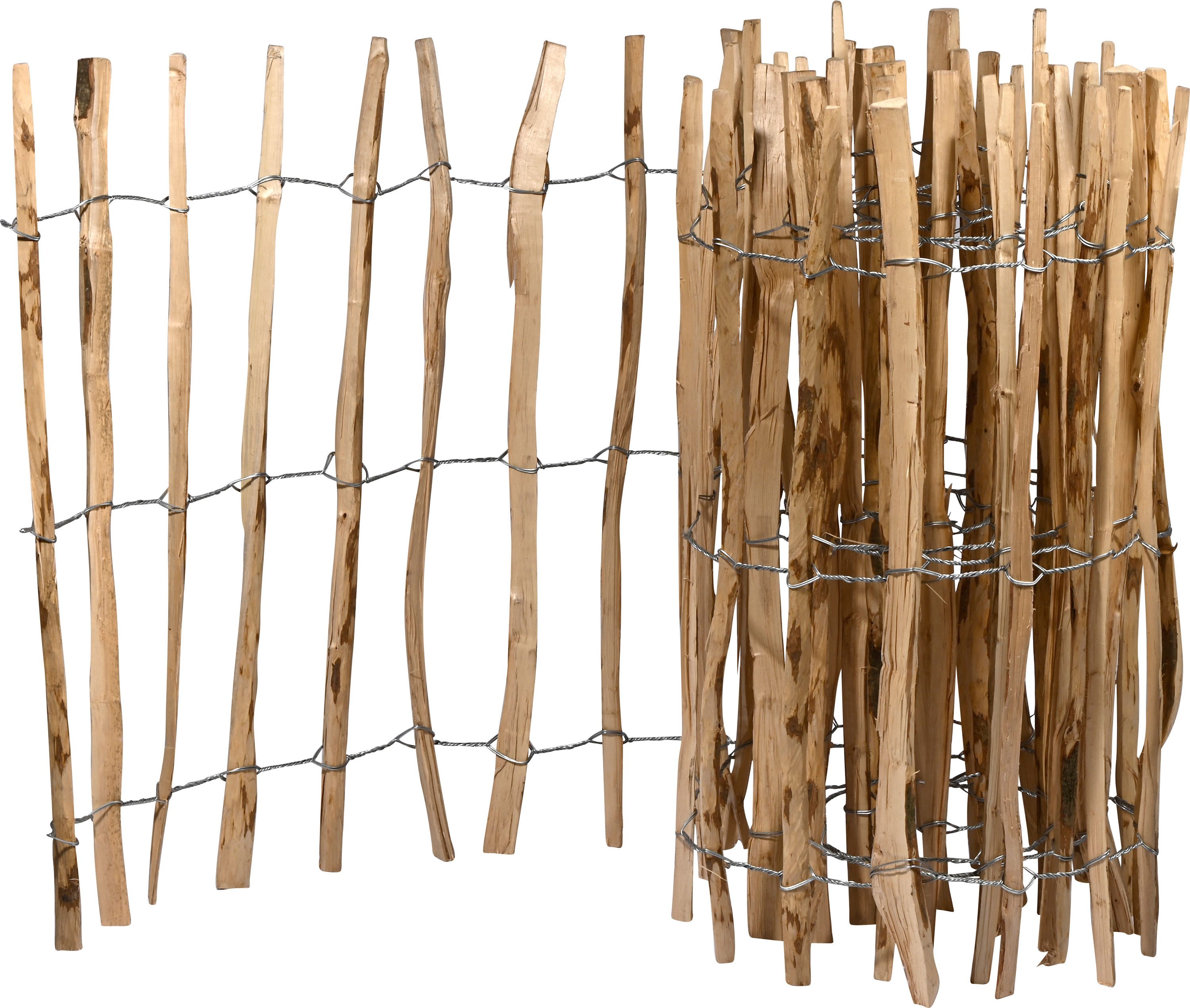 dobar Staketenzaun aus robustem, geschältem Haselnussholz, HxL: 90x500cm