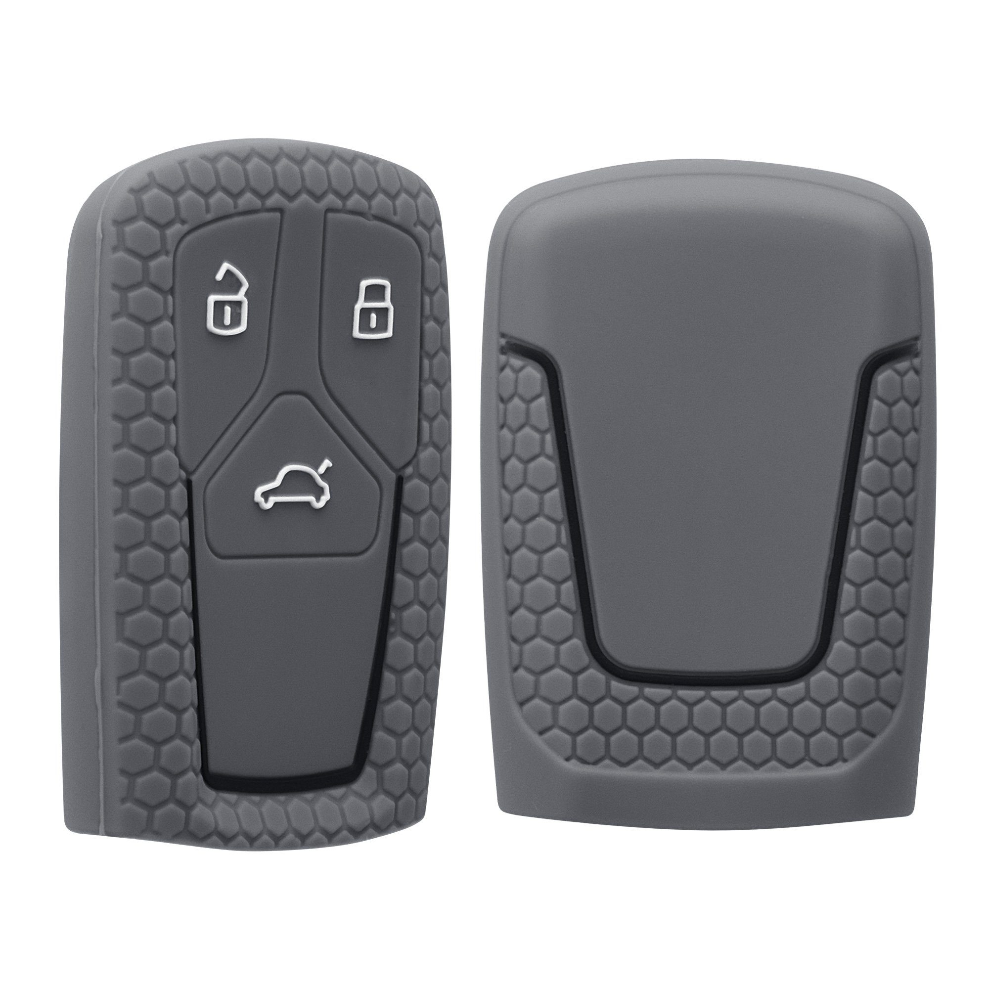 kwmobile Schlüsseltasche Case Hülle Cover Schlüssel Silikon Grau für Audi, Autoschlüssel Schlüsselhülle