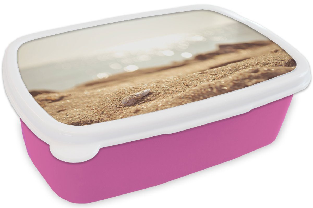 Kunststoff, rosa - Erwachsene, Lunchbox (2-tlg), Muschel, Kunststoff für MuchoWow Brotdose Mädchen, Sand Brotbox Strand Snackbox, Kinder, -