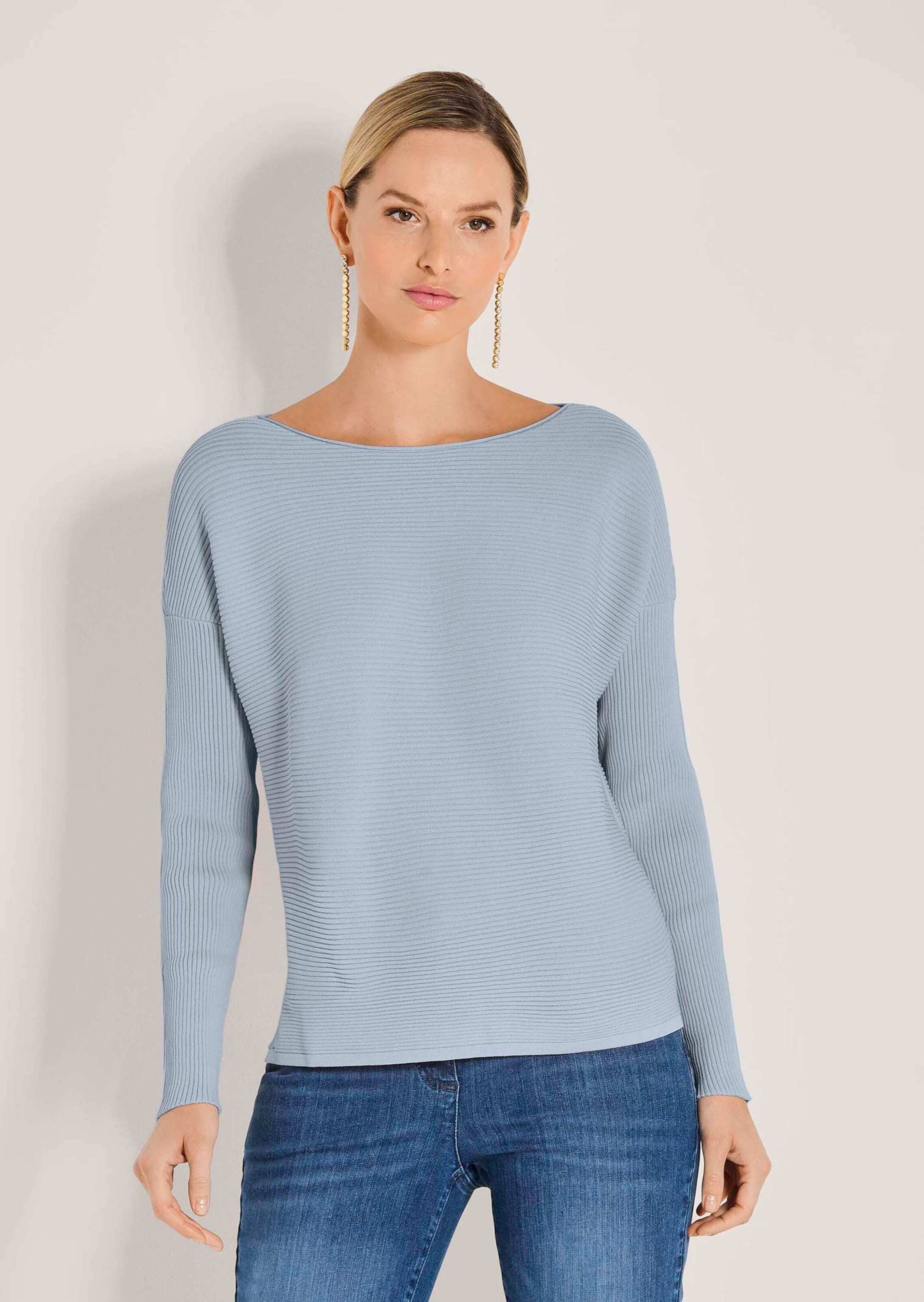 MADELEINE Strickpullover Lässiger Oversized-Pullover mit U-Boot-Ausschnitt Rippstrickpullover mit überschnittenen Schultern und Langarm