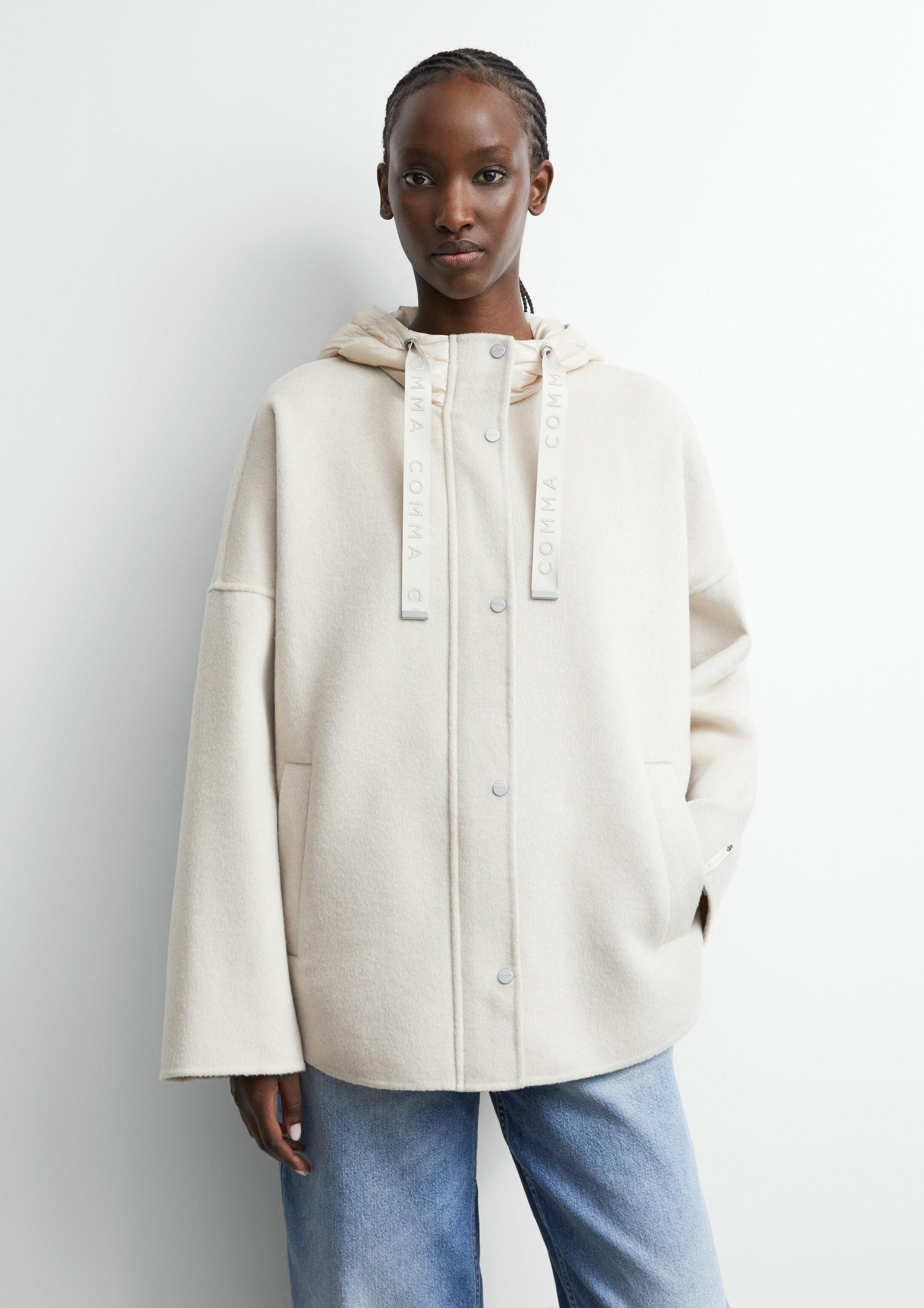 comma Winterjacke Outdoor-Jacke Cape-Jacke aus Doubleface mit Nylon-Kapuze