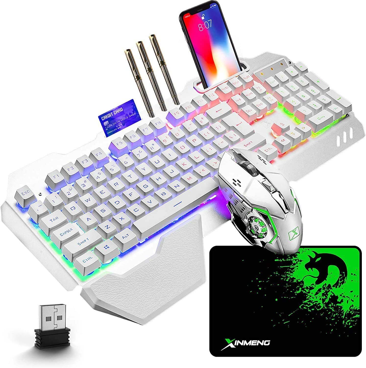 ZIYOU LANG Kabellose Gaming-Tastatur-Maus-Kombination mit mechanischem Gefühl Gaming-Tastatur (gebürstete Aluminiumlegierung)