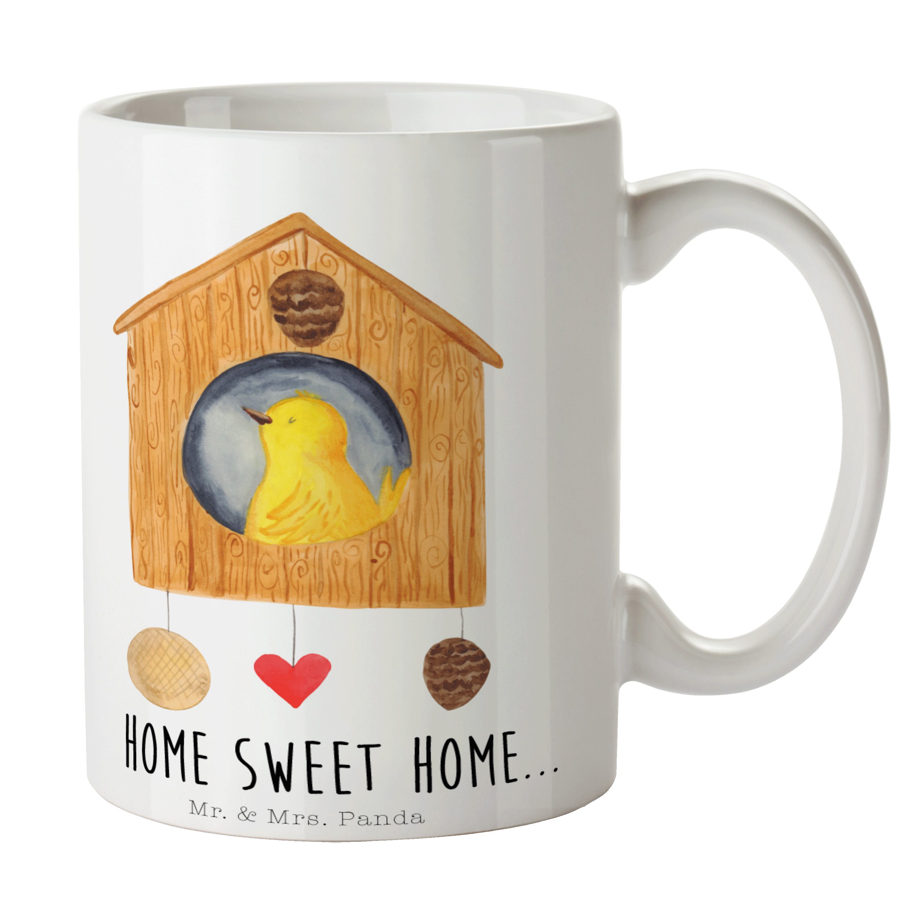 Mr. & Mrs. Panda Tasse »Vogelhaus sweet Home Weiß Geschenk, Umzug