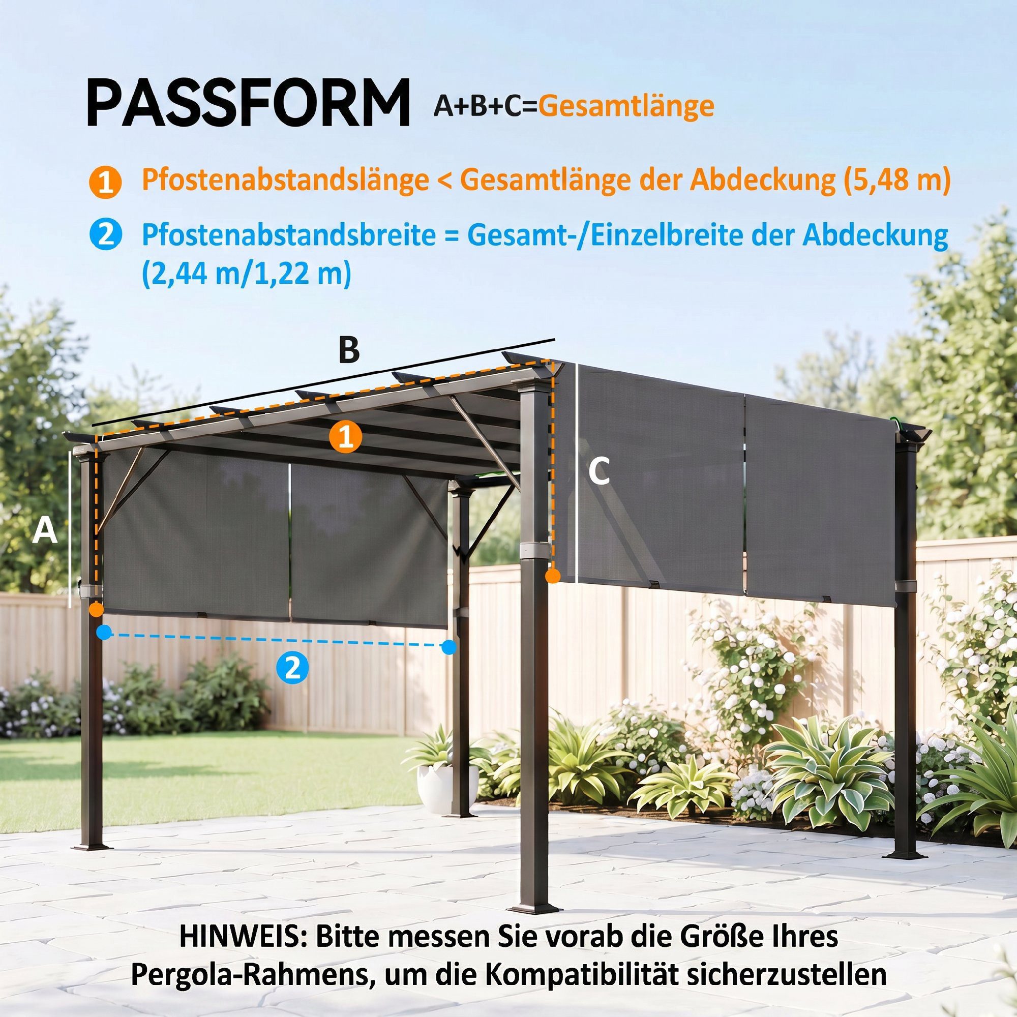 Outsunny Pavillon-Ersatzdach Ersatzdach für Pergola 488 x 122 cm mit UV-Schutz, Ersatz-Dachplane, 180 g/m², 122.0 x 122.0 cm (Sonnensegel, Terrassenüberdachung), für 3 x 3 m Pavillon, Dunkelgrau