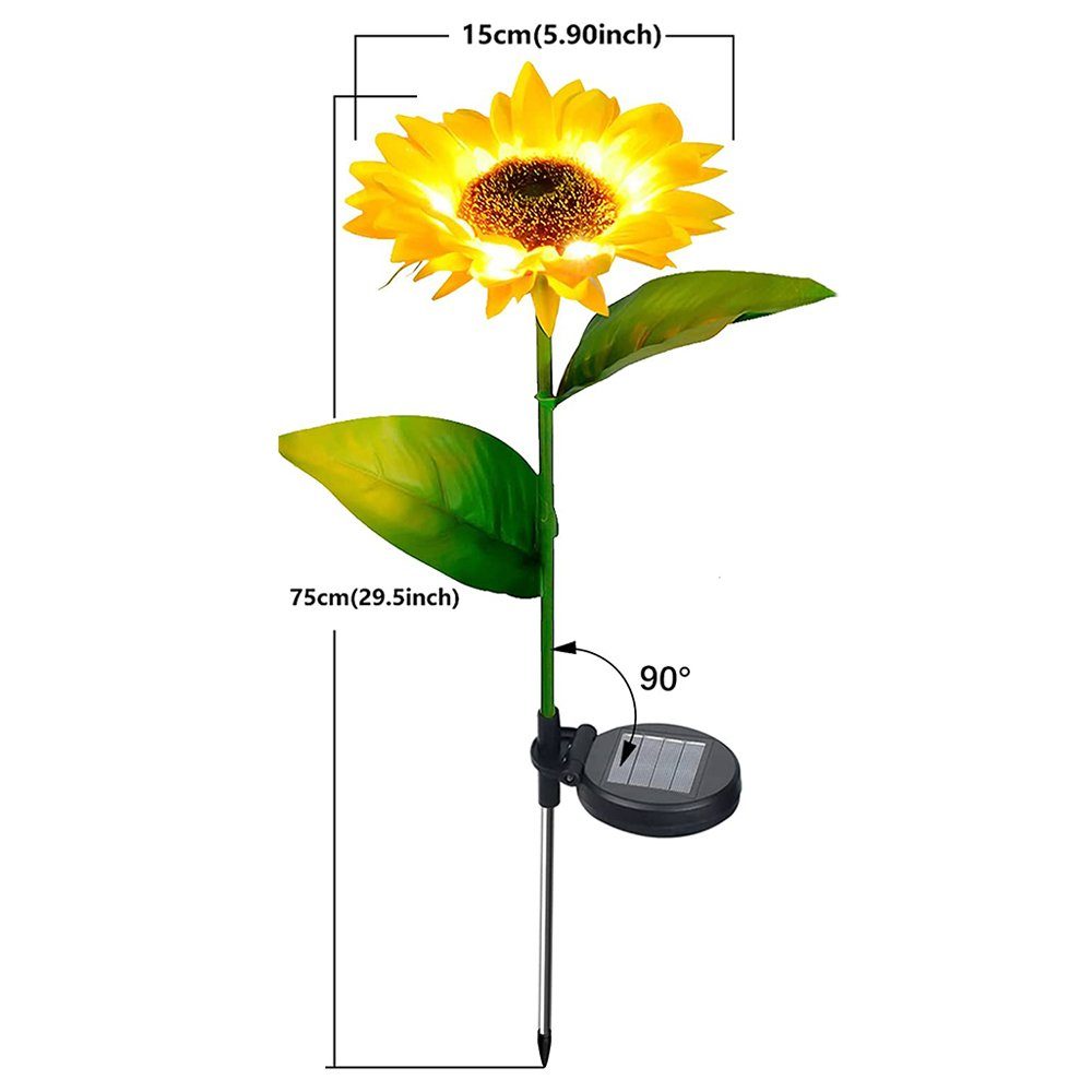 Garten, Solarleuchte GelldG Außenleuchte LED Sonnenblume, LED Solarleuchte