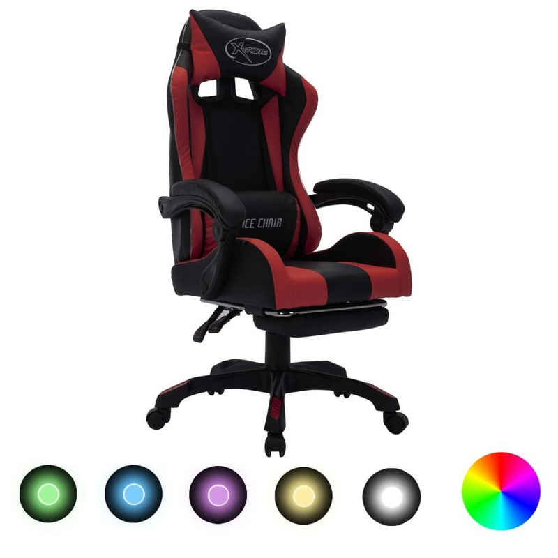 vidaXL Bürostuhl Gaming-Stuhl mit RGB LED-Leuchten Weinrot Schwarz Kunstleder (1 St)
