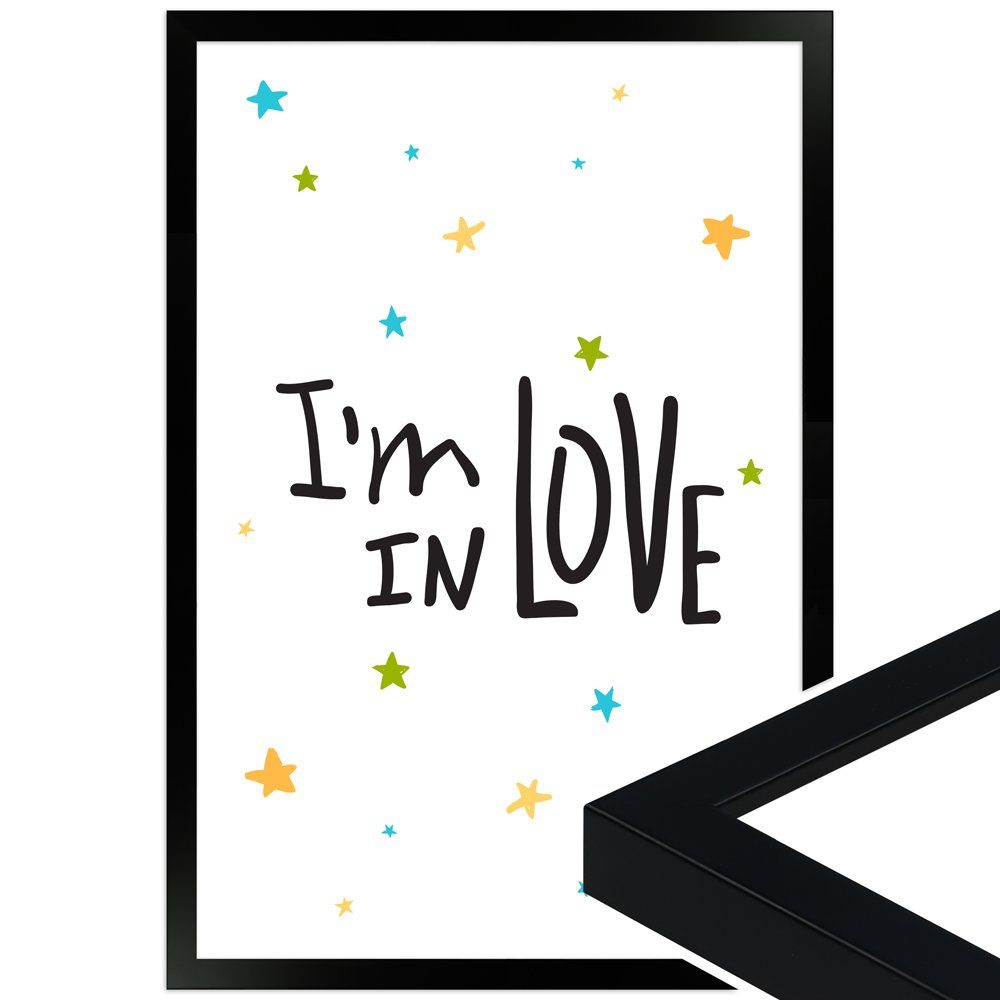 WANDStyle Bild mit Rahmen I´m in Love, süßes Poster fürs Kinderzimmer, in verschiedenen Größen