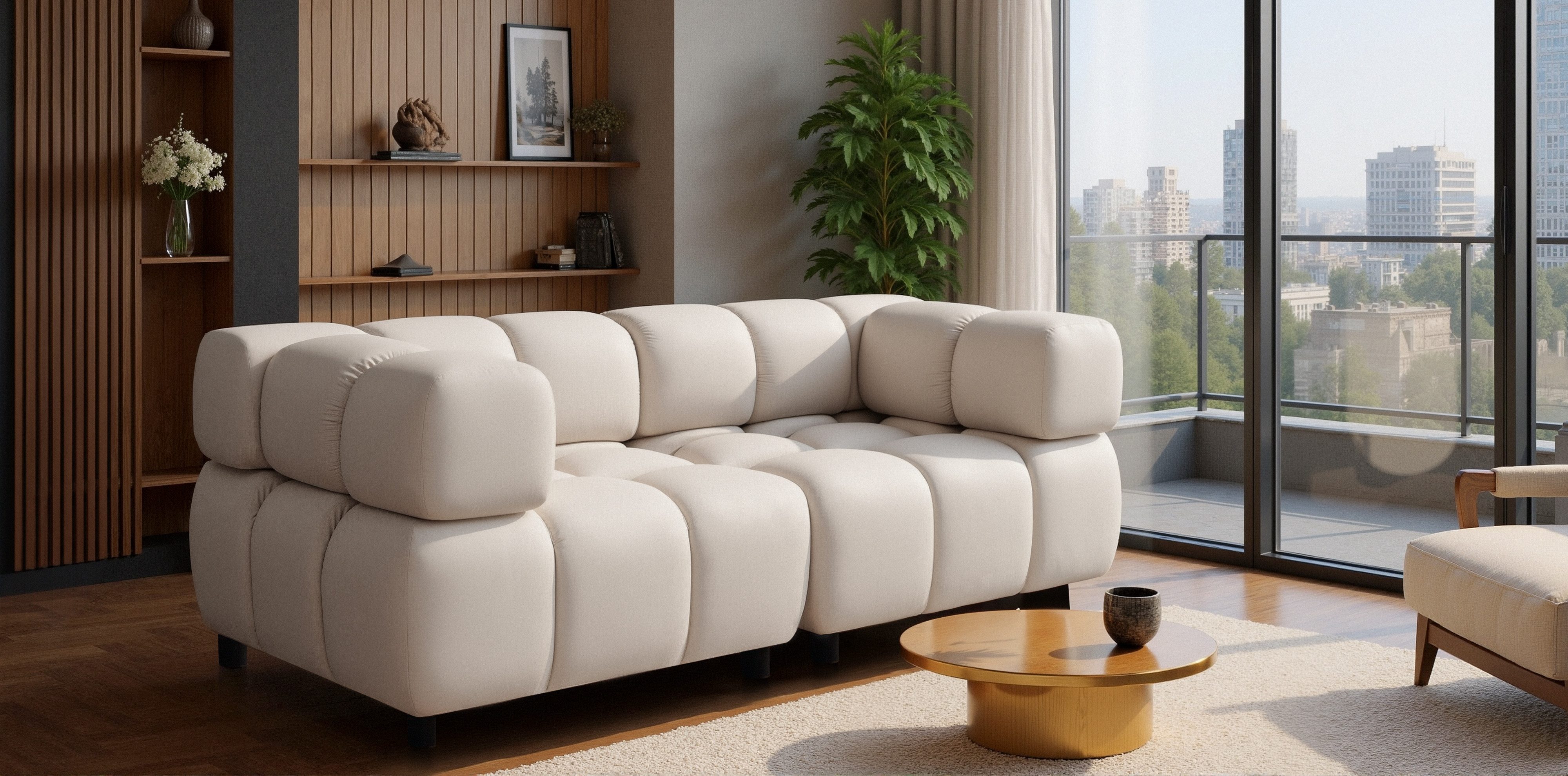 Kaiser Möbel Sofa 3-Sitzer modern modular Premium aus Veloursstoff Bluvel, BOLLA, Einzelartikel, luxuriöses Designer-Sofa,moderne Bubble-Form