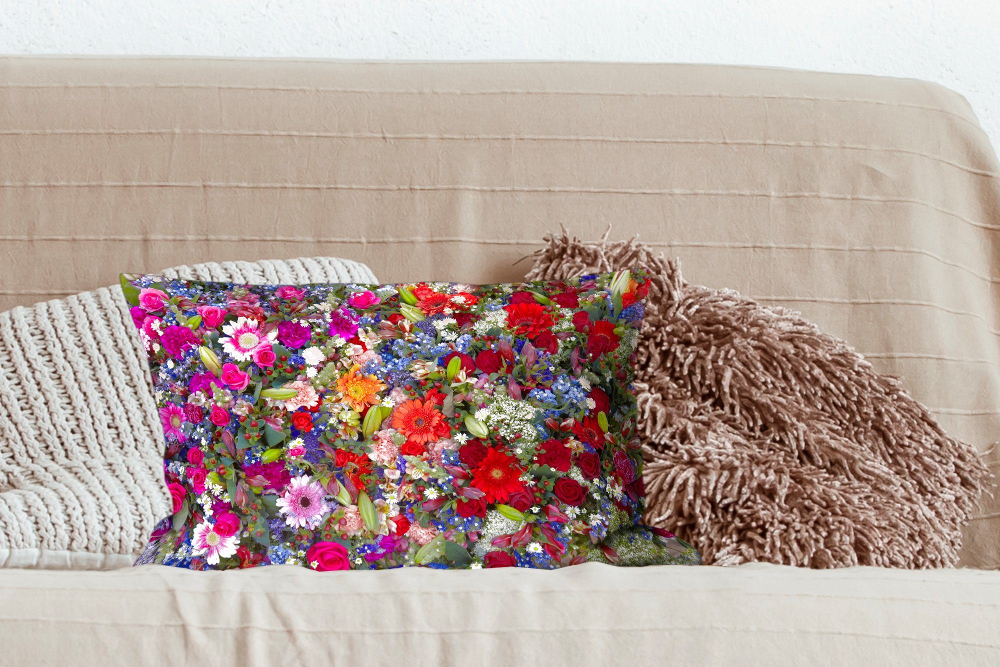 Schlafzimmer Zierkissen, MuchoWow Dekoration, mit leuchtenden Füllung, Dekokissen Dekokissen Design florales Wohzimmer mit Farben, Ein