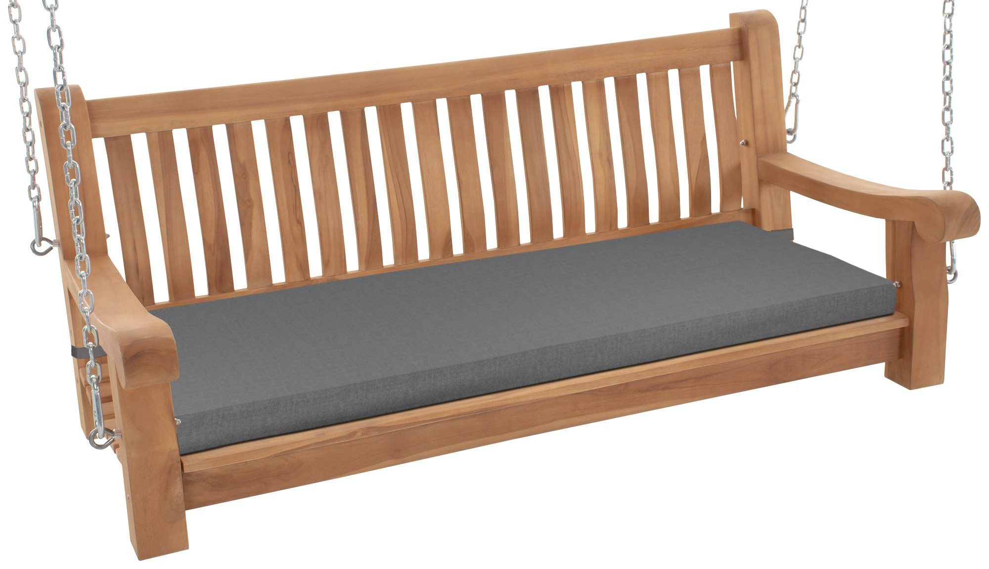furnicato Hängebank Schaukelbank Joyce Naturholz 150 cm dunkelgrau (1-St), Witterungsbeständige Sitzbank mit waschbarem Kissen für den Garten