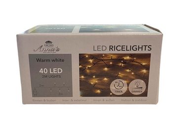 Coen Bakker Deco BV LED-Lichterkette LED Ricelights, außen schwarzes Kabel 1,95m warmweiß Dimmer Timer