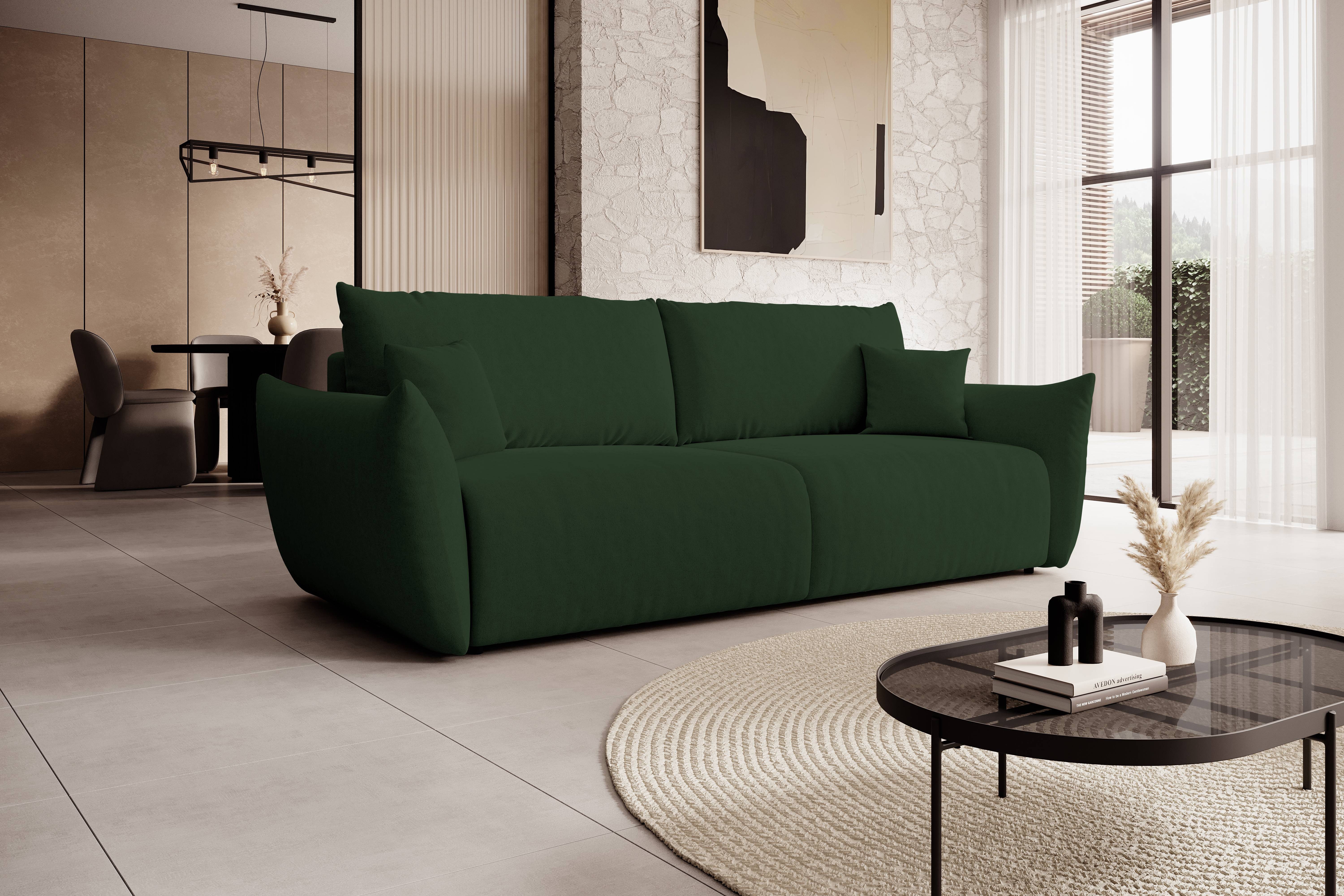 Goldstoff Sofa Cord mit Schlaffunktion 240 cm - Schlafsofa mit Stauraum, für Gäste Wohnzimmer und flexible Nutzung 1 Teile, Modernes Sofa Cord mit Bettfunktion Couch Schlafsofa