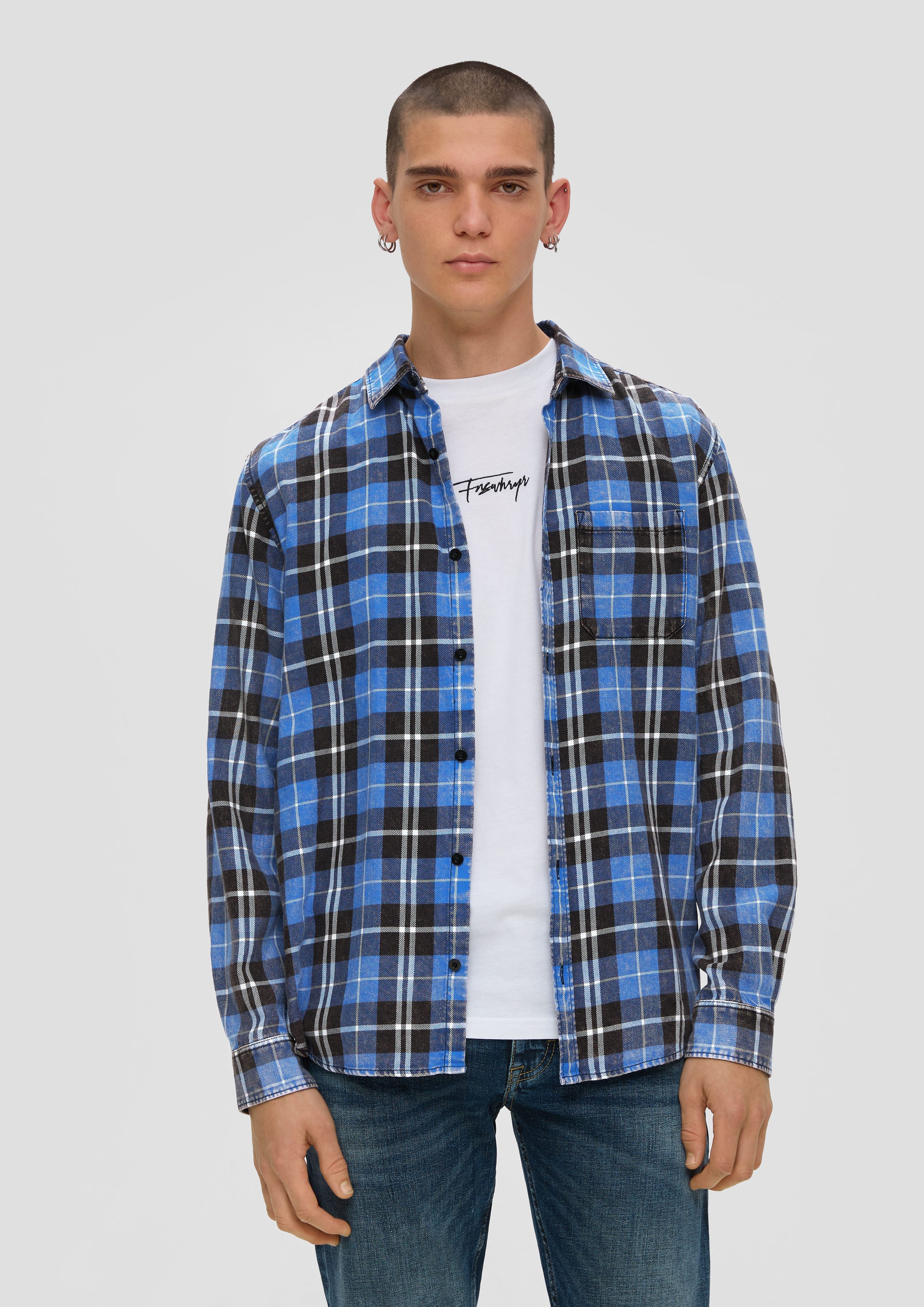 Langarmhemd Regular: Hemd aus Twill