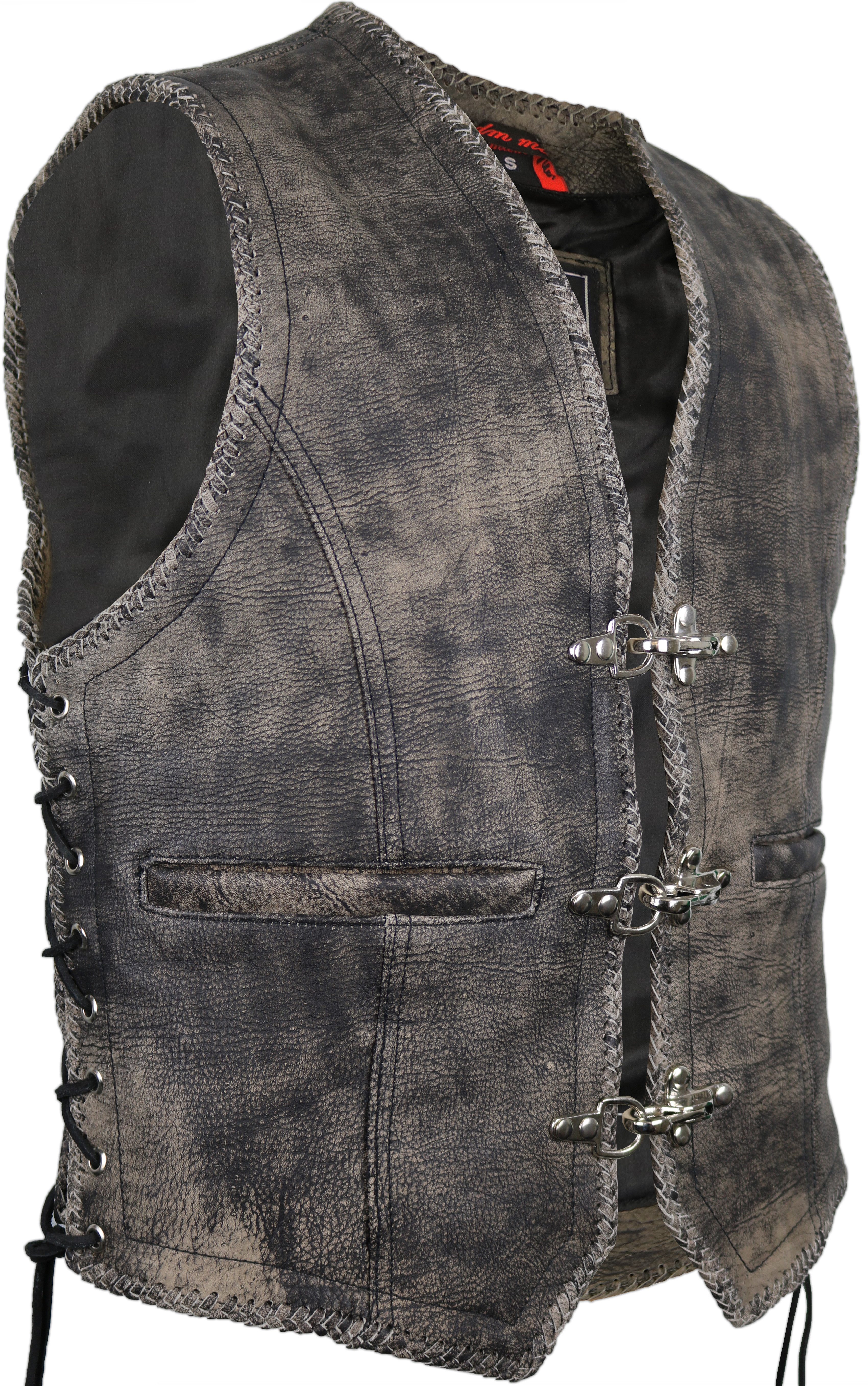 MDM Lederweste Herren Vintage Motorrad Biker Lederweste günstig online kaufen