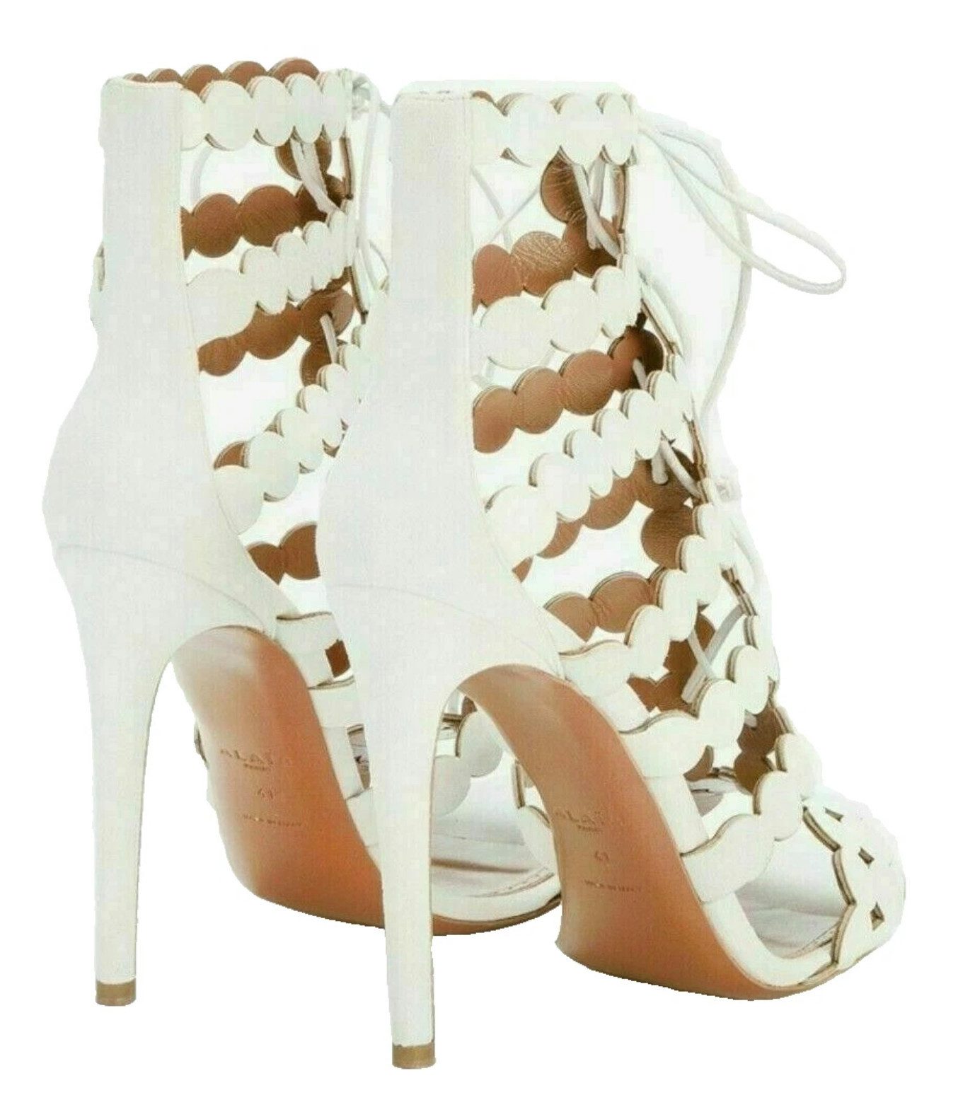 ALAÏA PARIS High Heels Sandale High Heels Cut-Out Lace-Up Gr. 39, Made in Italy Pumps Stilvolles Kreismuster in aufwendiger Verarbeitung Laser Cut