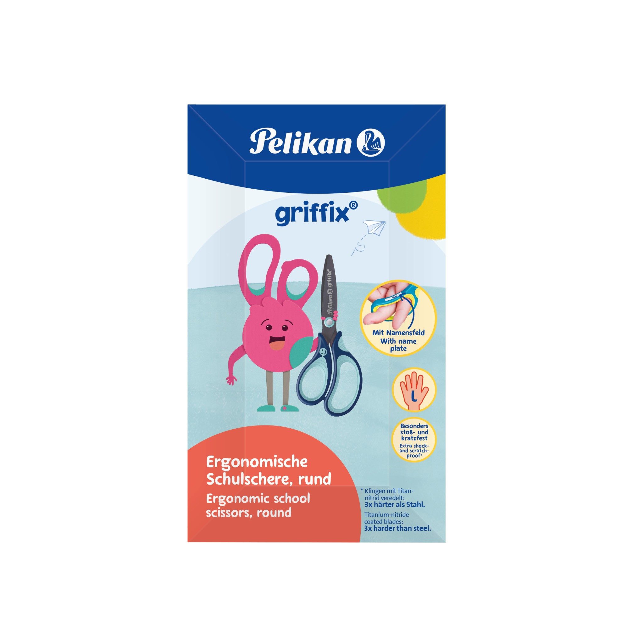 Pelikan Universalschere Pelikan Schere griffix Schulschere Linkshändermodelle Rund 14cm Blau