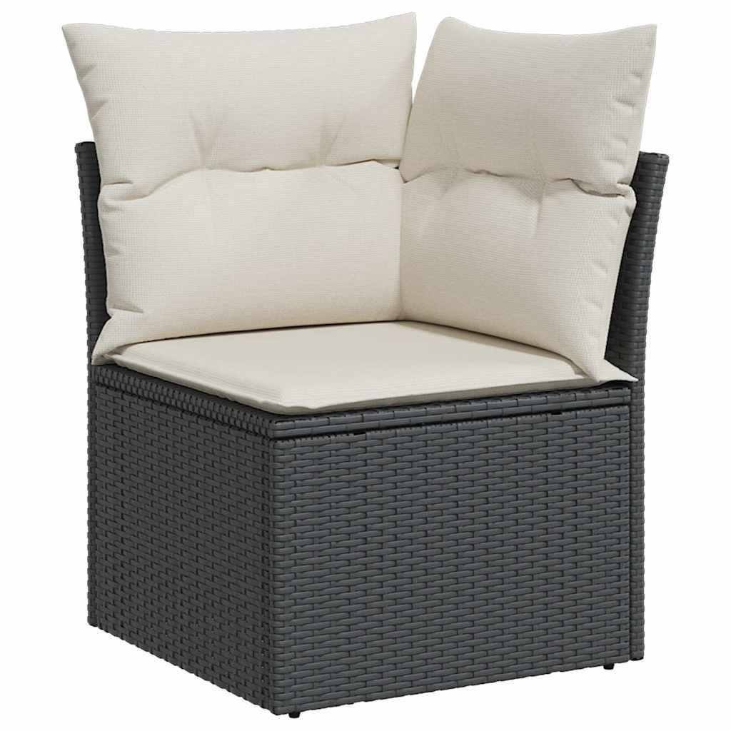 vidaXL Loungesofa Garten-Ecksofa mit Kissen Schwarz günstig online kaufen