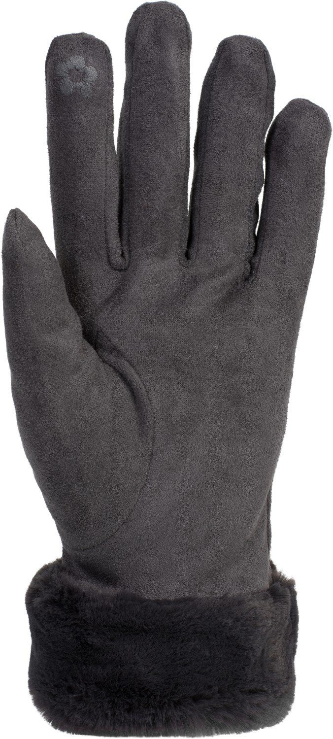 styleBREAKER Fleecehandschuhe Unifarbene Touchscreen Handschuhe Violett mit Kunstfell