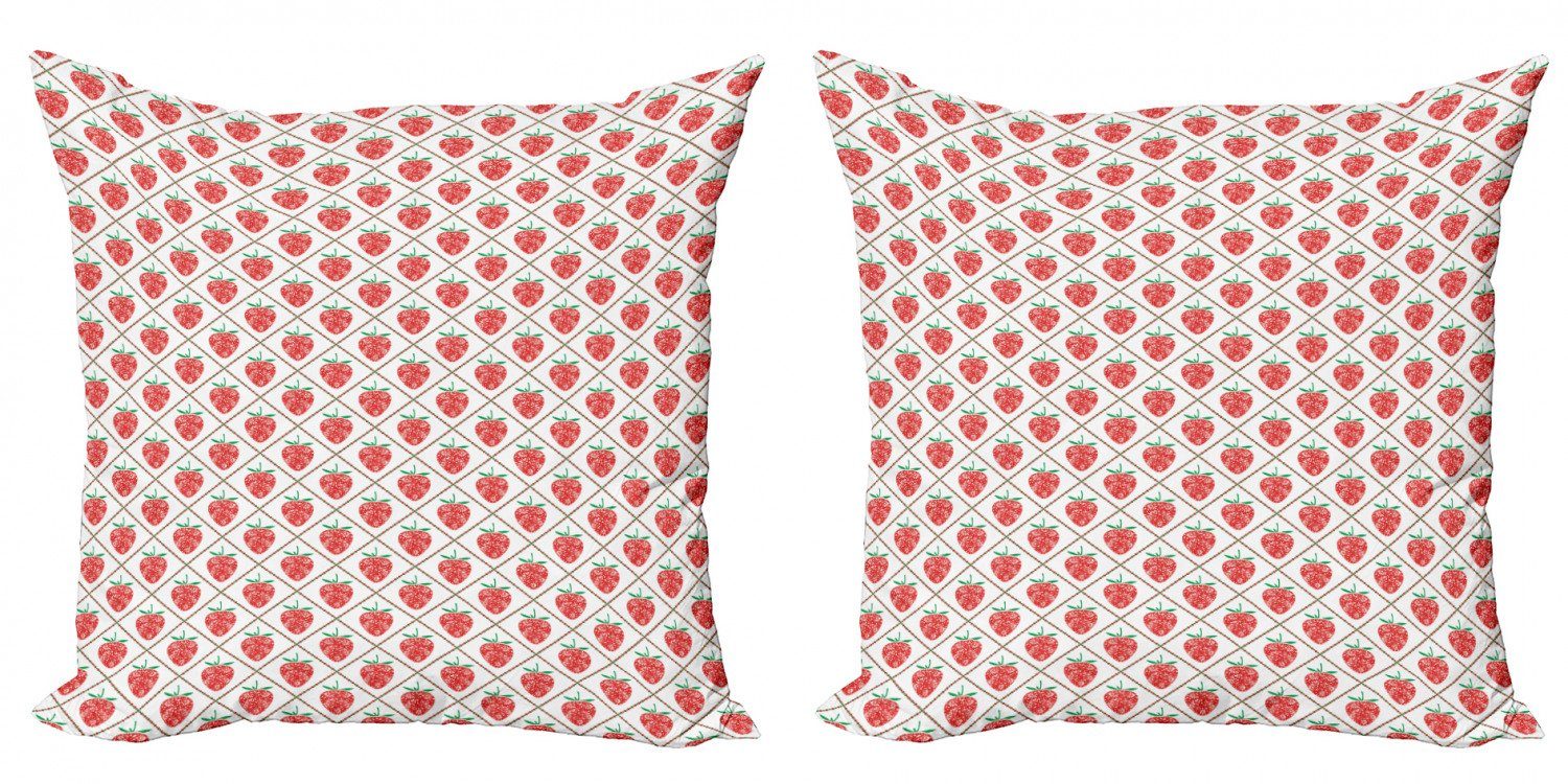 Kissenbezüge Modern Accent Doppelseitiger Digitaldruck, Abakuhaus (2 Stück), Frucht-Kunst Strawberry Rhombus Dots | Kissenbezüge