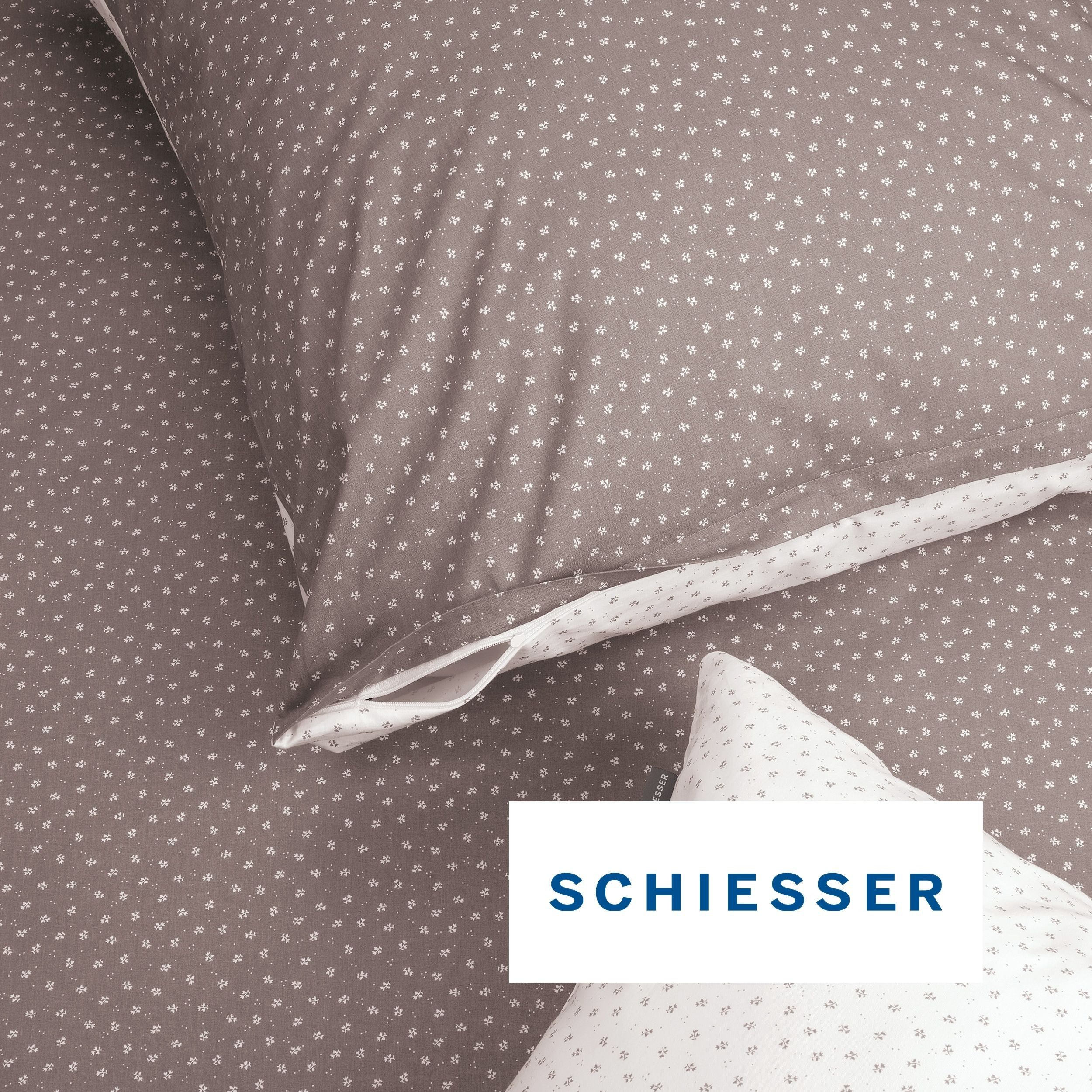 Schiesser Bettwäsche Millie aus weicher Baumwolle mit filigranen Blüten, Renforcé, 2 teilig, OEKO-TEX® MADE IN GREEN – Bild 4 von 5