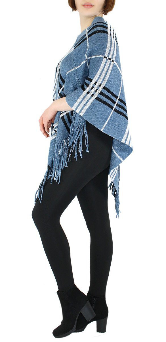dy_mode Strickponcho Damen Poncho mit Pailletten Strickponcho Umhang Pullov günstig online kaufen