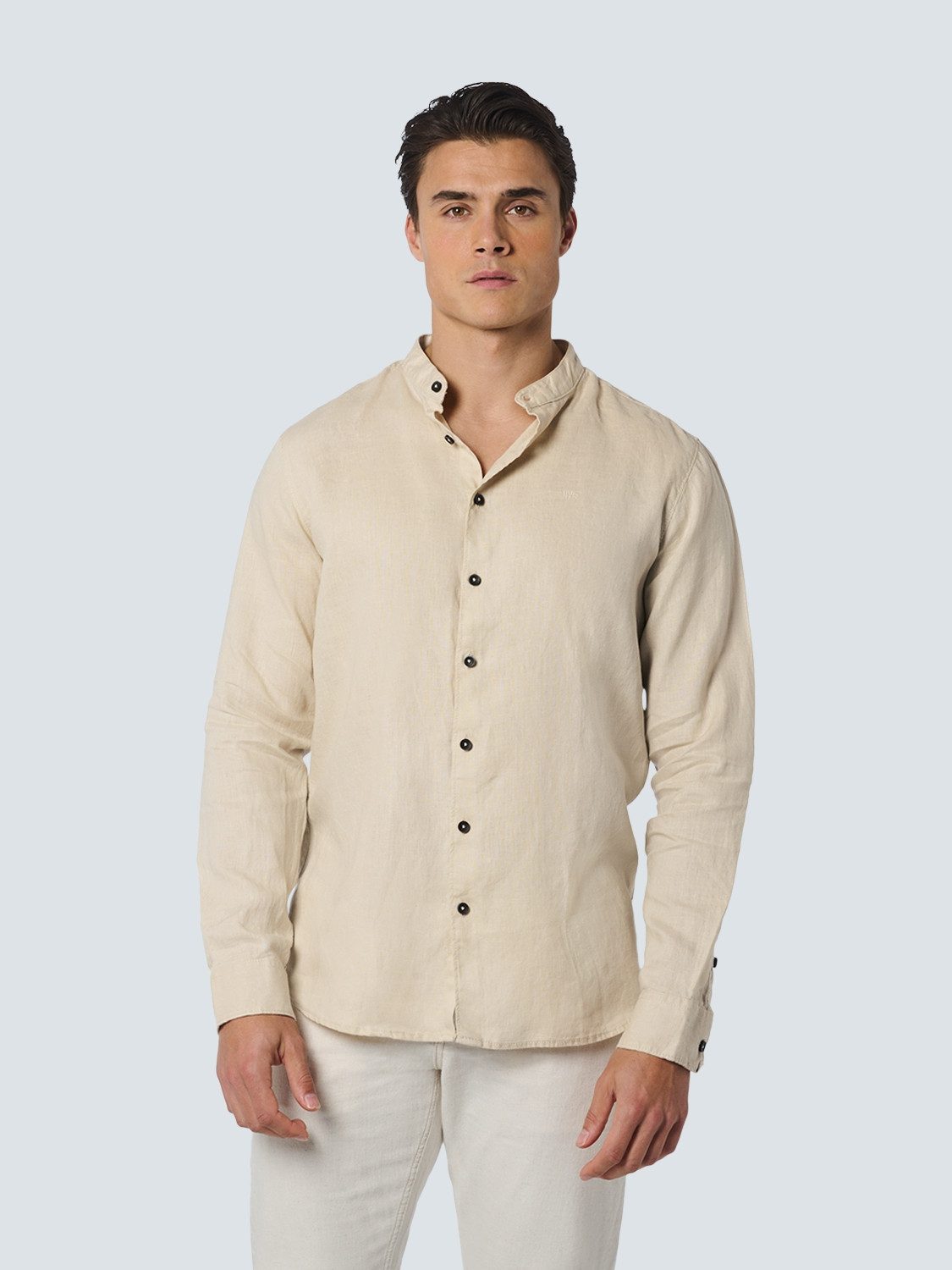 NO EXCESS Langarmhemd Shirt Granddad Linen Solid