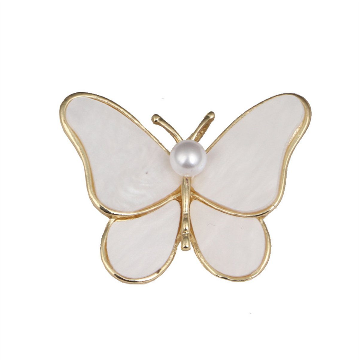 Novalinea Brosche Damen-Schmetterlingsbrosche aus Perlenlegierung (mit Aufbewahrungsbox) (1-tlg) Weiß