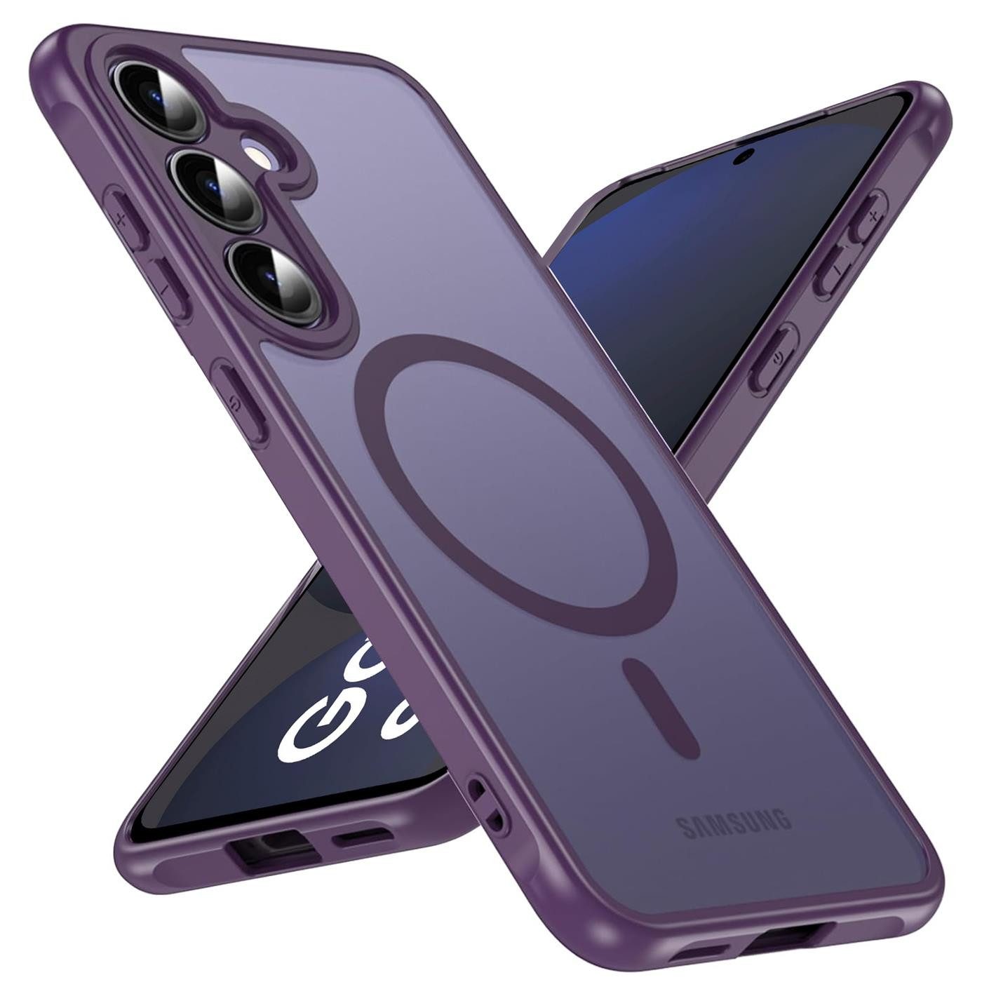 CoolGadget Handyhülle Magnet-Hülle für Samsung Galaxy S24 FE Schutzhülle magnetisch 6,7 Zoll, Hülle Matt Stoßfest kompatibel mit QI-Laden Zubehör Kameraschutz Case