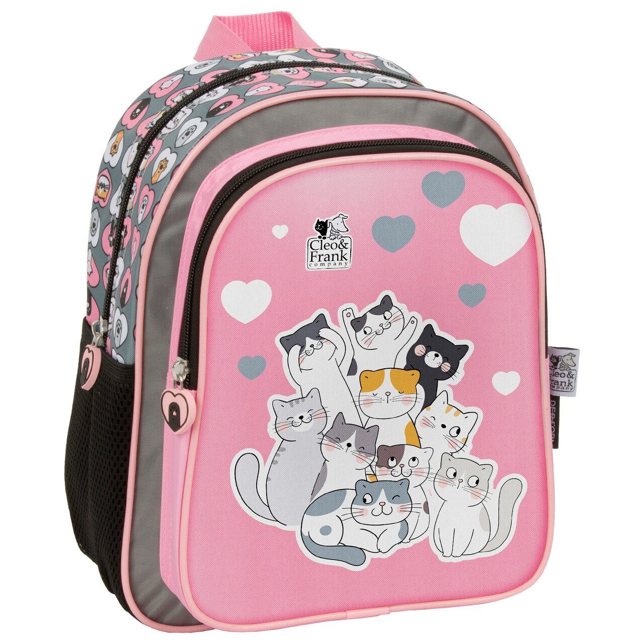 DERFORM Kinderrucksack Katze Kinder Rucksack 28 cm Kindergarten Tasche rosa Mädchen, Cleo & Frank
