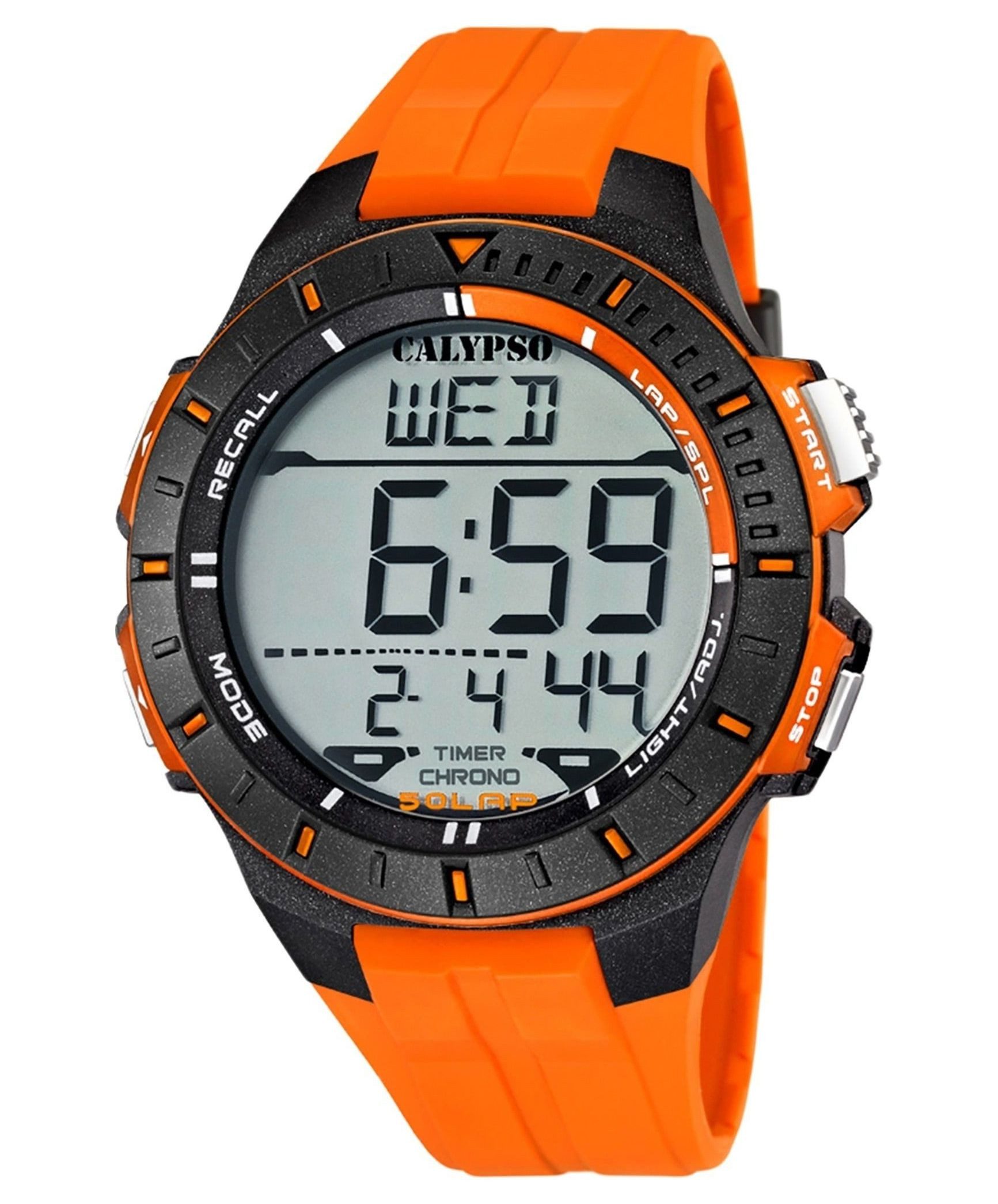 Calypso Quarzuhr Herrenuhr K5607-1 Orange Kunststoffband 48 mm günstig online kaufen