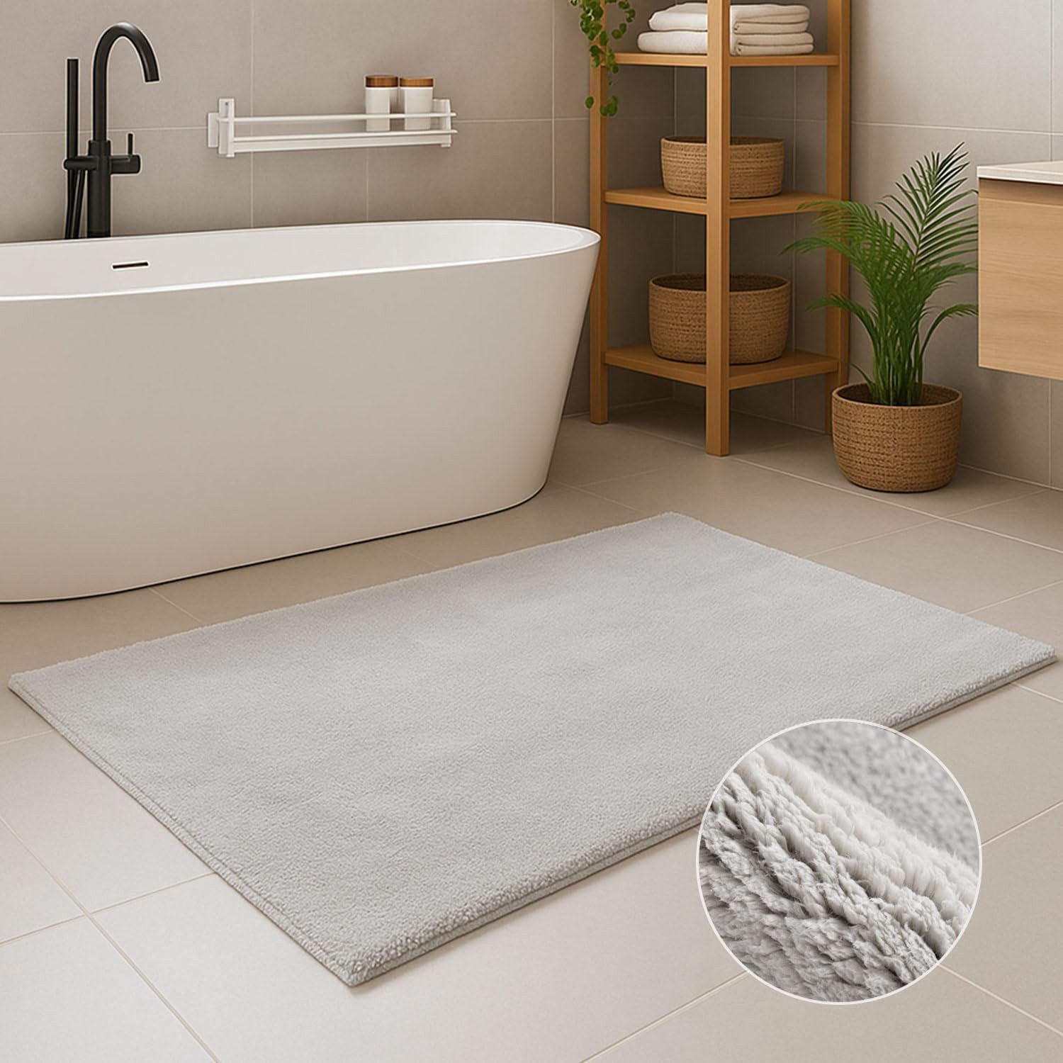 Carpet City Badematte PURE500, Badteppich uni, Höhe 16 mm, rutschhemmend beschichtet, schnell trocknend, Polyester, Teppich Badezimmer, Badvorleger, Anti-Rutsch, Waschbar, Duschmatte