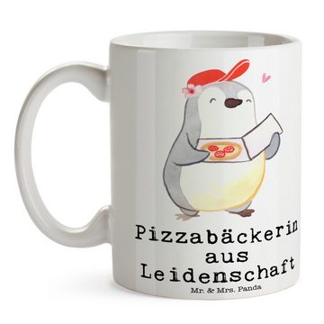 Mr. & Mrs. Panda Tasse Pizzabäckerin Leidenschaft - Weiß - Geschenk, Lieferdienstmitarbeiter, Keramik, Herzberührende Designs