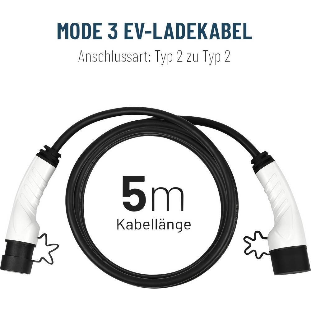 Hanstars Typ 2 Ladekabel – 3.7KW, 16 A, 5 m Autoladekabel, (500 cm