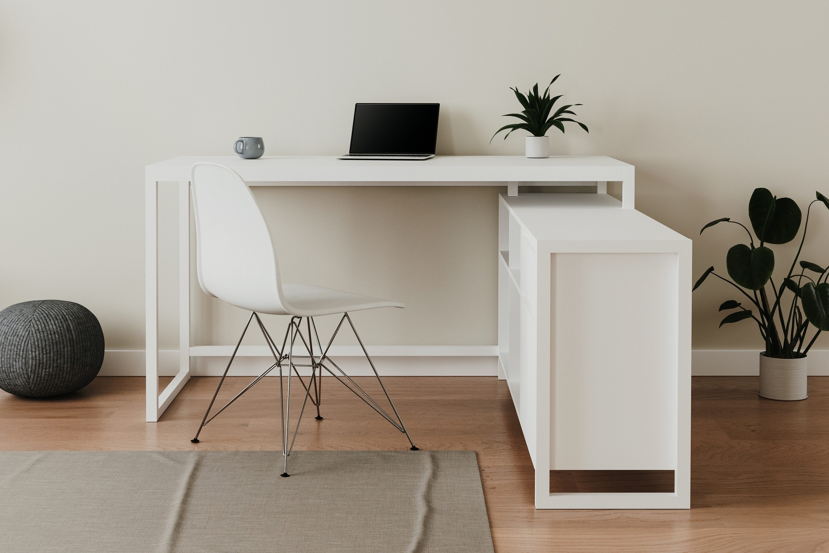 freiraum Eckschreibtisch Denver, in weiß - 139x75x139cm (BxHxT)