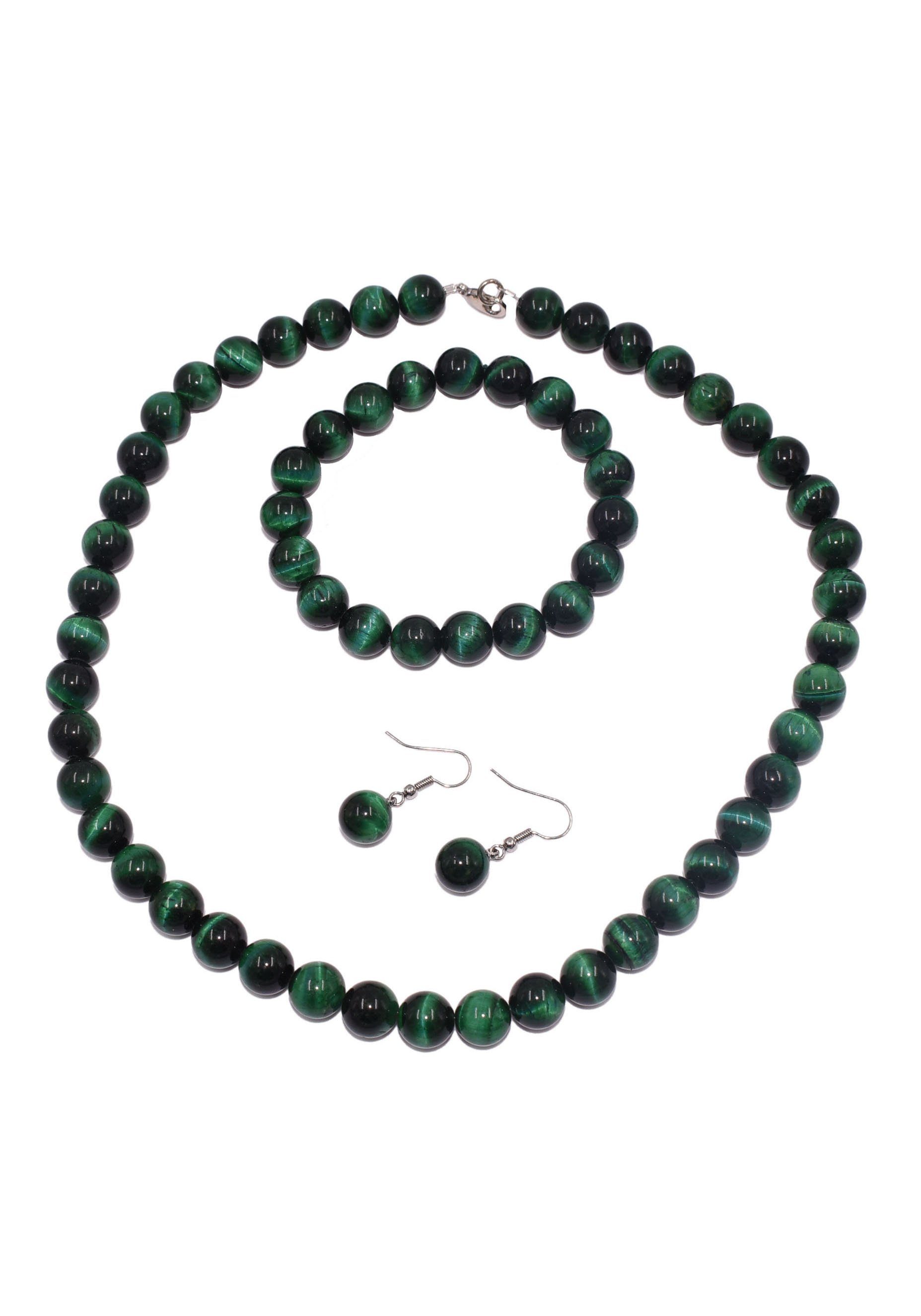 Firetti Schmuckset Multipack Schmuck Geschenk Halskette Edelstein (Set, 4-tlg), Made in Germany - mit Tigeraugen