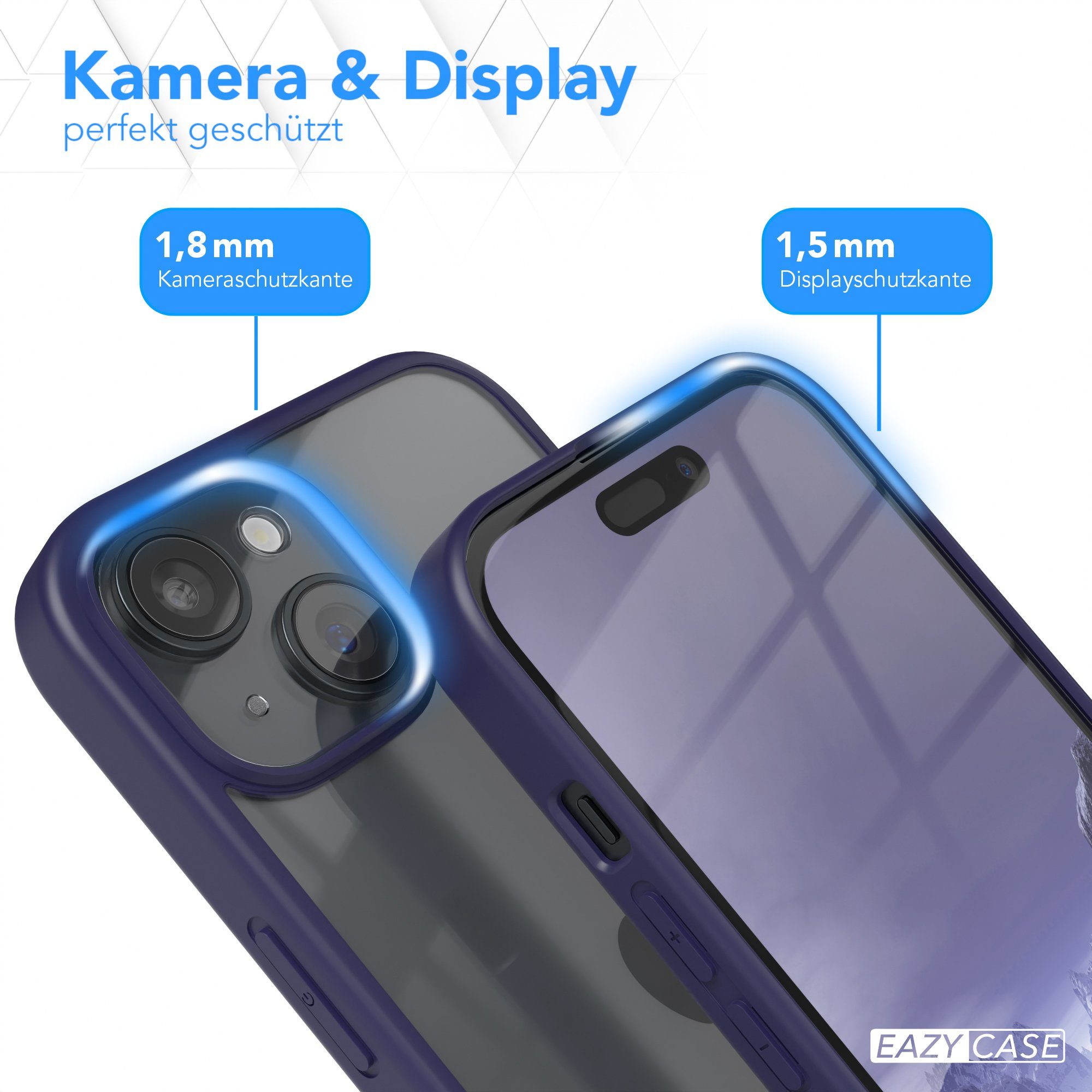 EAZY CASE Handyhülle Bumper Case für Apple iPhone 15 6,1 Zoll, Schutzhülle kratzfest Slim Cover Transparent Hybrid Handyhülle Lila – Bild 3 von 5