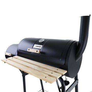 RAMROXX Holzkohlegrill BBQ XL Smoker Holzkohle Barbecue Grill RX970 Schwarz mit Abdeckung