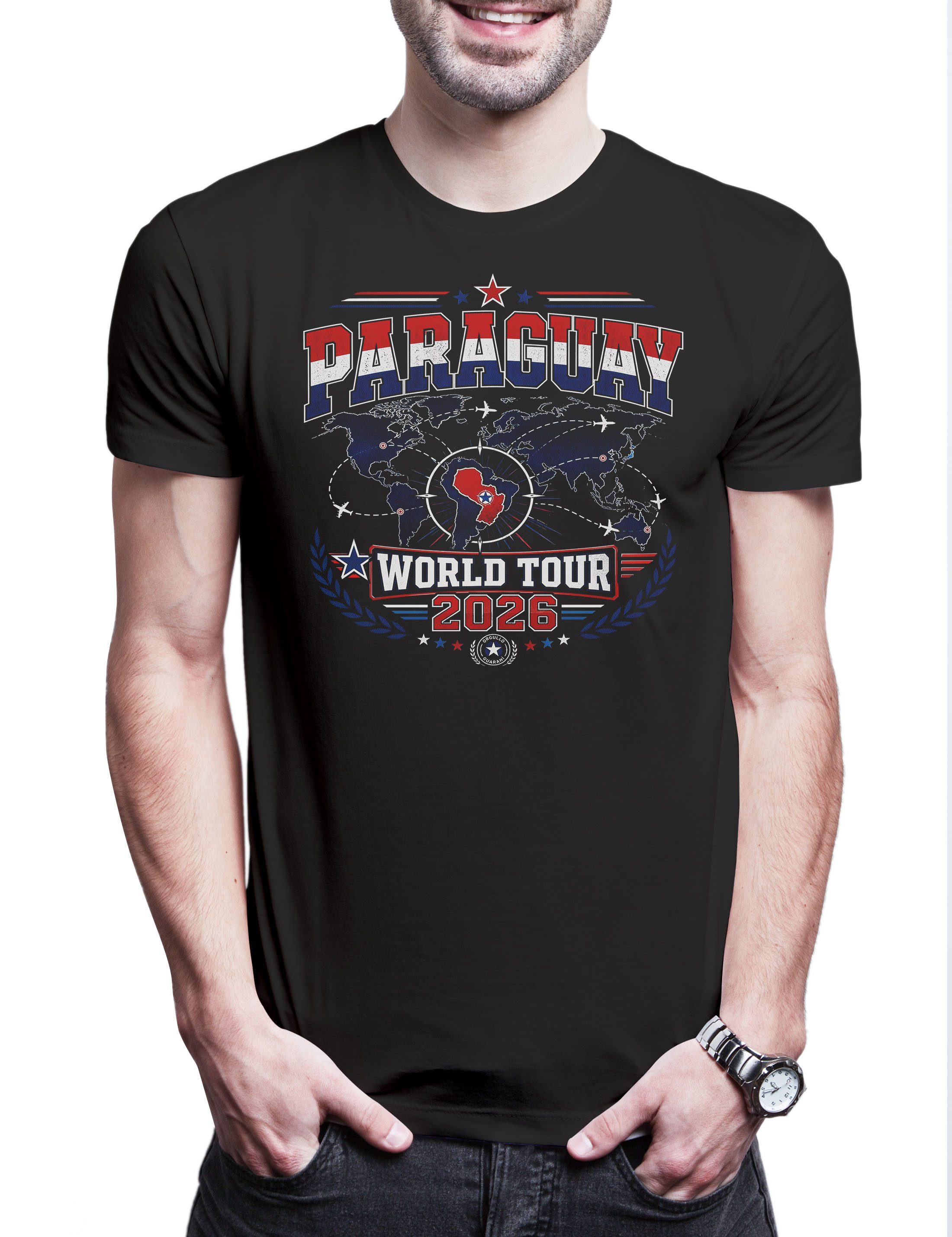Print-Shirt WM Paraguay 1 Herren T-Shirt Albirroja Guaraní Asunción Fußball WM