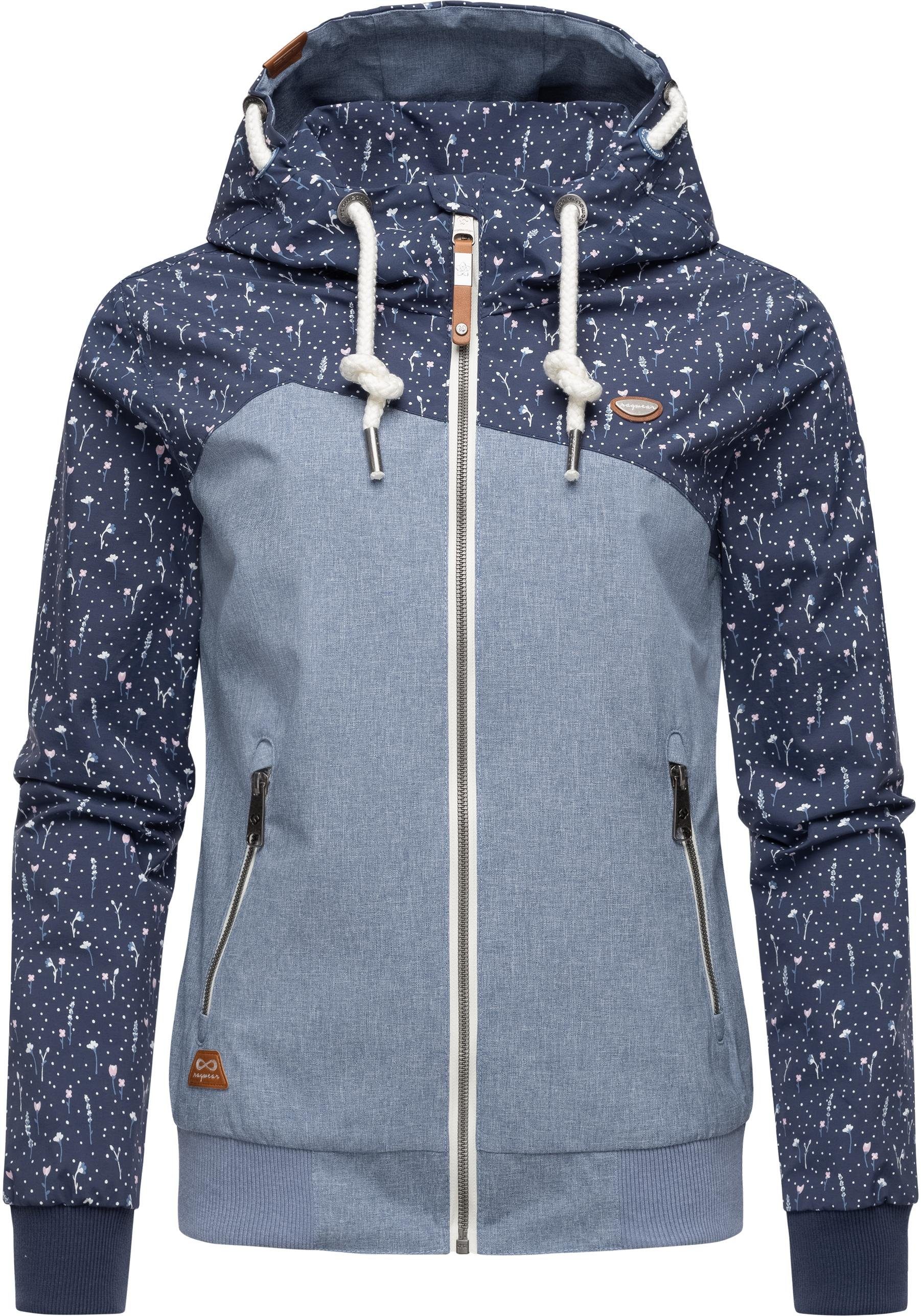 Ragwear großer Übergangsjacke indigo Kapuze Funktionsjacke stylische Nuggie mit B