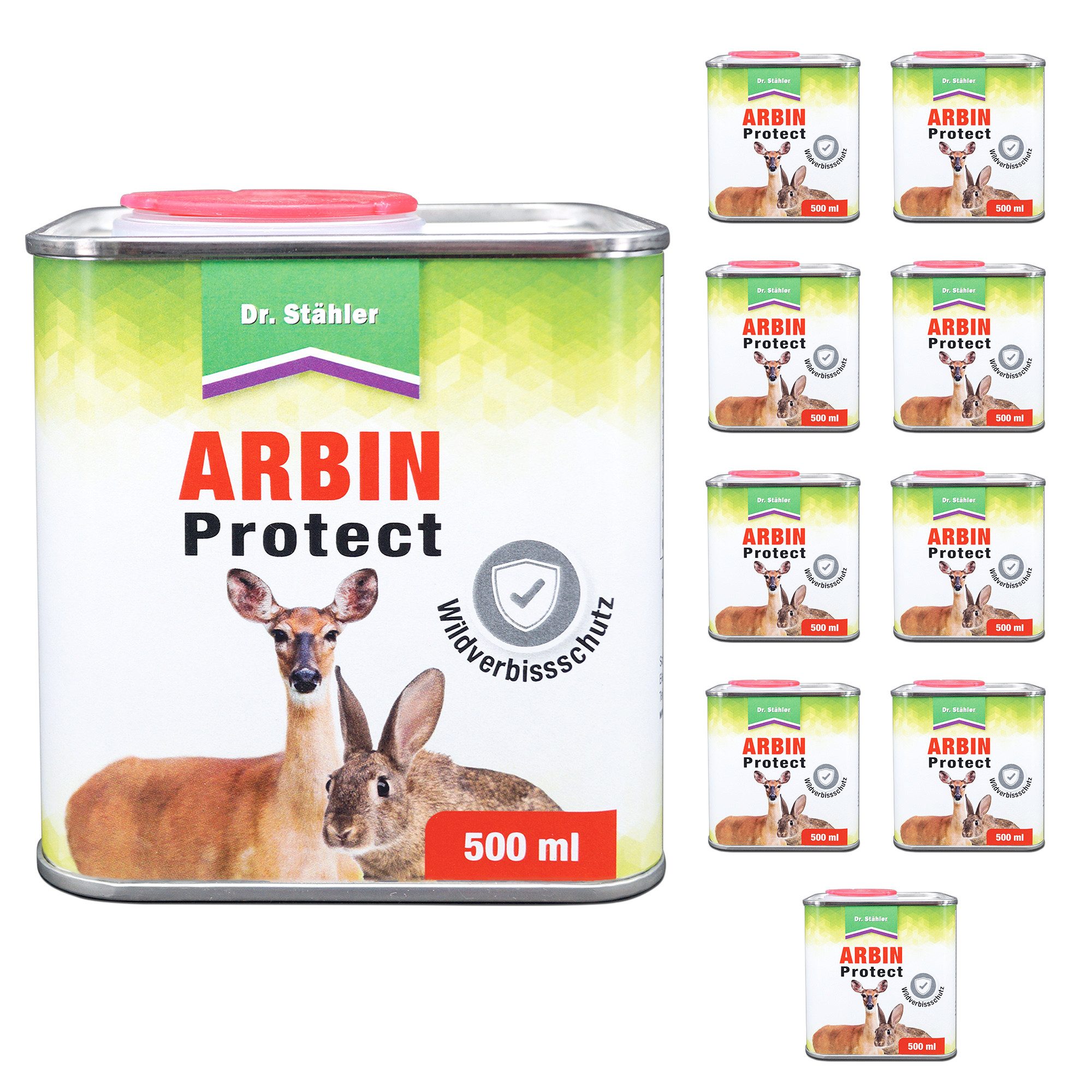 Dr. Stähler Vergrämungsmittel Arbin Protect - Schutz vor Wildverbiss für Bäume und Sträucher, 5000 ml, Schützt Zierpflanzen, Obstgärten und empfindliche Gartenbereiche, 10-St., Effektiver Schutz, Einfache Anwendung, Wetterfest und langlebig, Duftbarriere zur Wildabwehr im Garten, schützt Pflanzen, zuverlässig