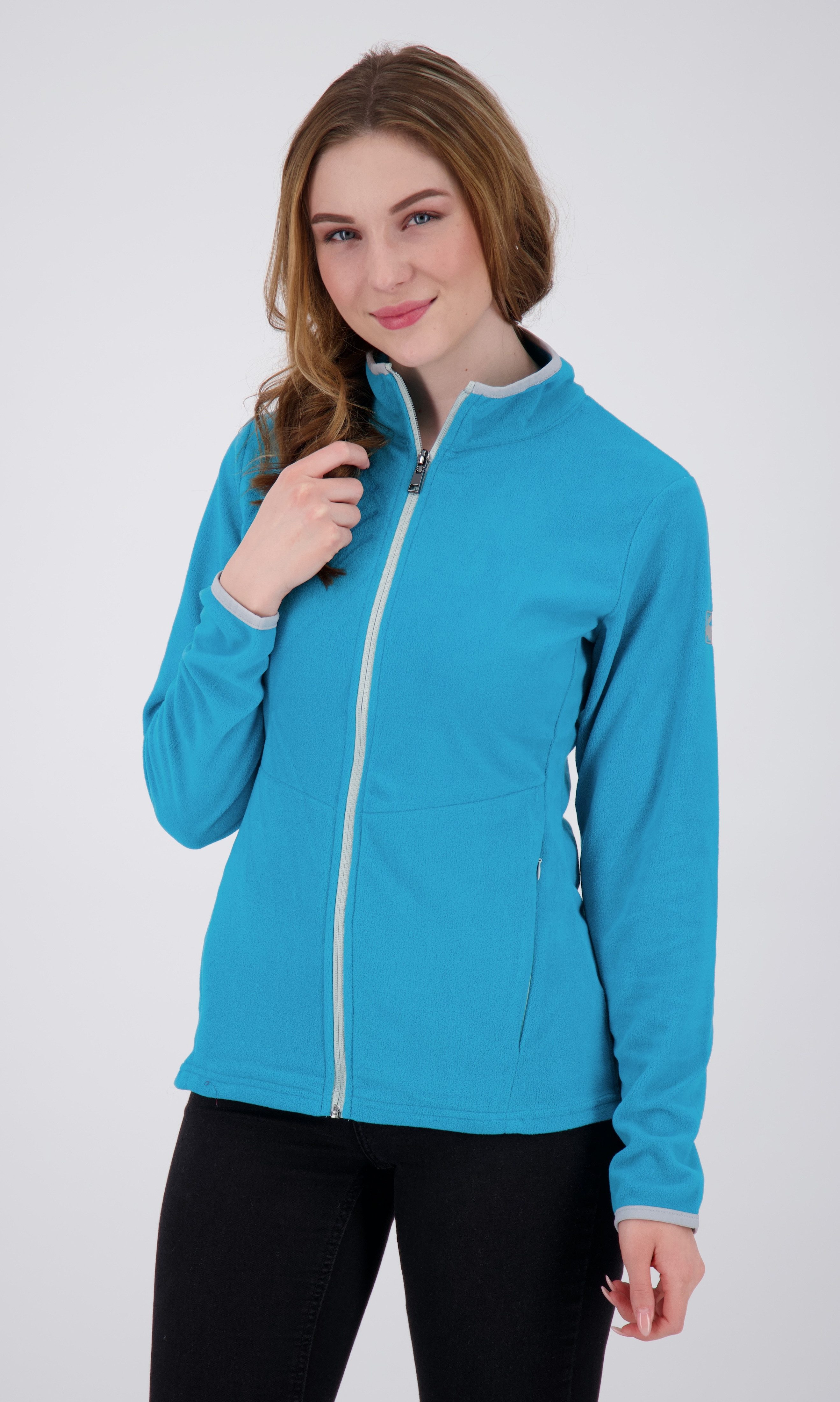 DEPROC Active Fleecejacke DECORAH II WOMEN weiche Fleecejacke in traditioneller Optik blau | Übergangsjacken