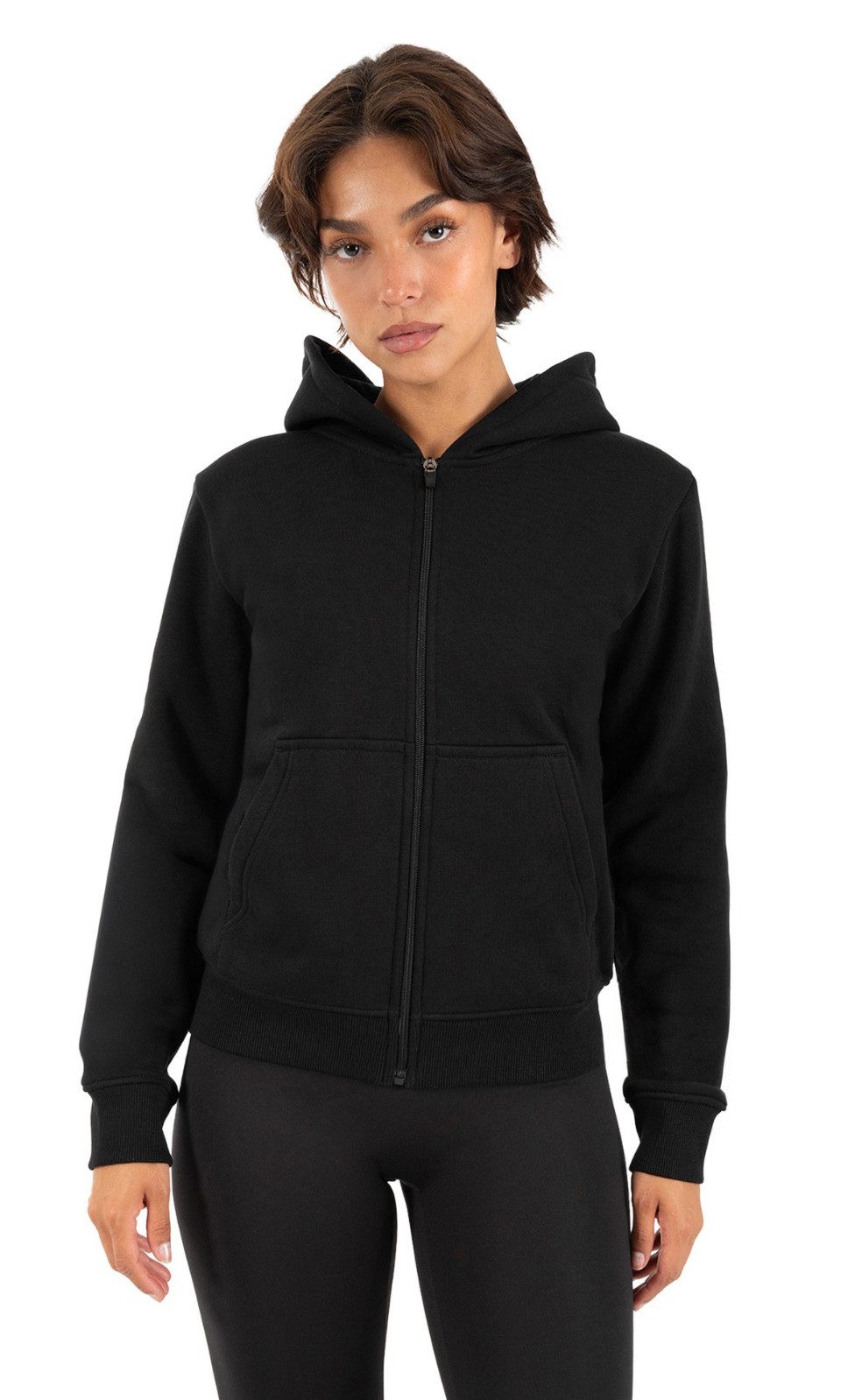 Smilodox Trainingsjacke Saria Damen, Zip Hoodie, Kapuzenpullover für Fitness & Freizeit Soft Touch, Kapuze, Kängurutasche, Rippbund