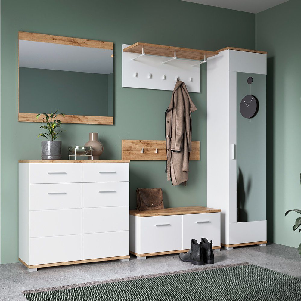 Lomadox Garderoben-Set HUESCA-129, (Spar-Set, 6-St), Flurgarderobe in weiß günstig online kaufen